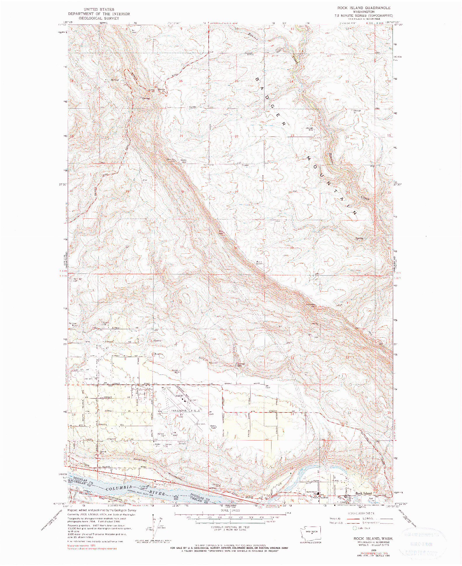 USGS 1:24000-SCALE QUADRANGLE FOR ROCK ISLAND, WA 1966