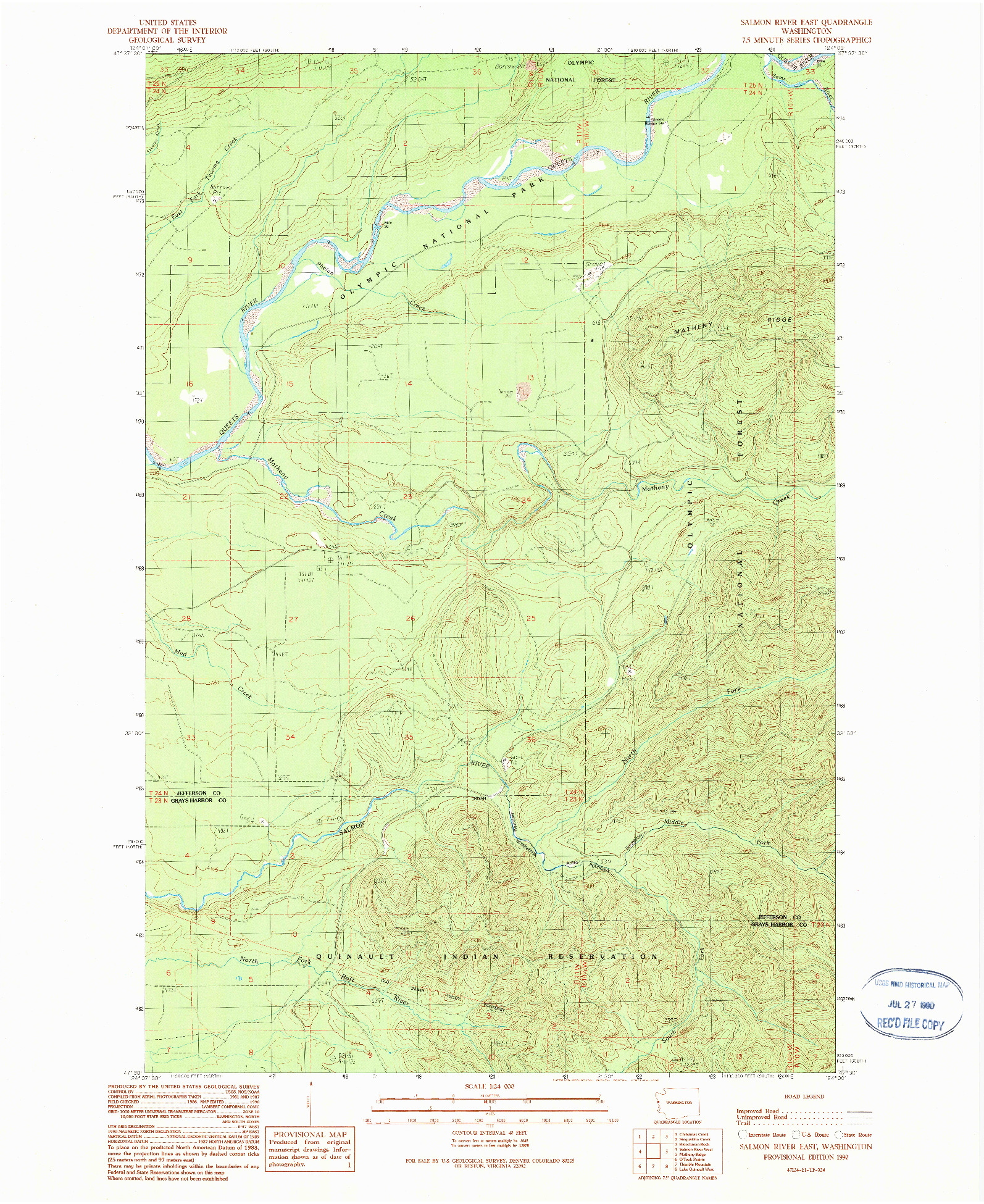 USGS 1:24000-SCALE QUADRANGLE FOR SALMON RIVER EAST, WA 1990