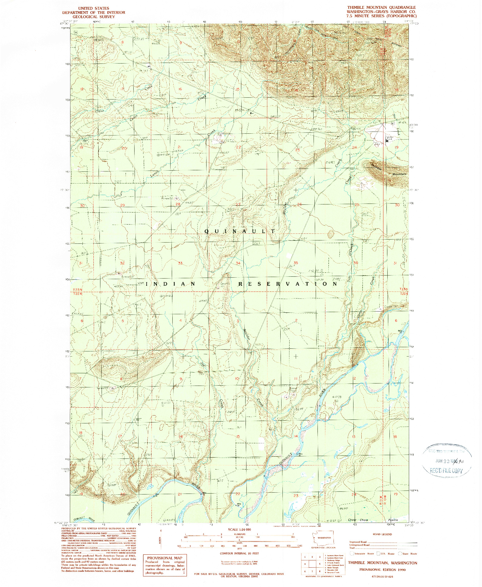 USGS 1:24000-SCALE QUADRANGLE FOR THIMBLE MOUNTAIN, WA 1990