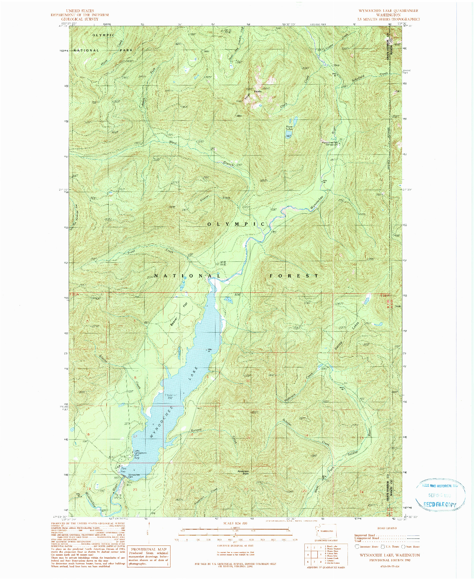 USGS 1:24000-SCALE QUADRANGLE FOR WYNOOCHEE LAKE, WA 1990