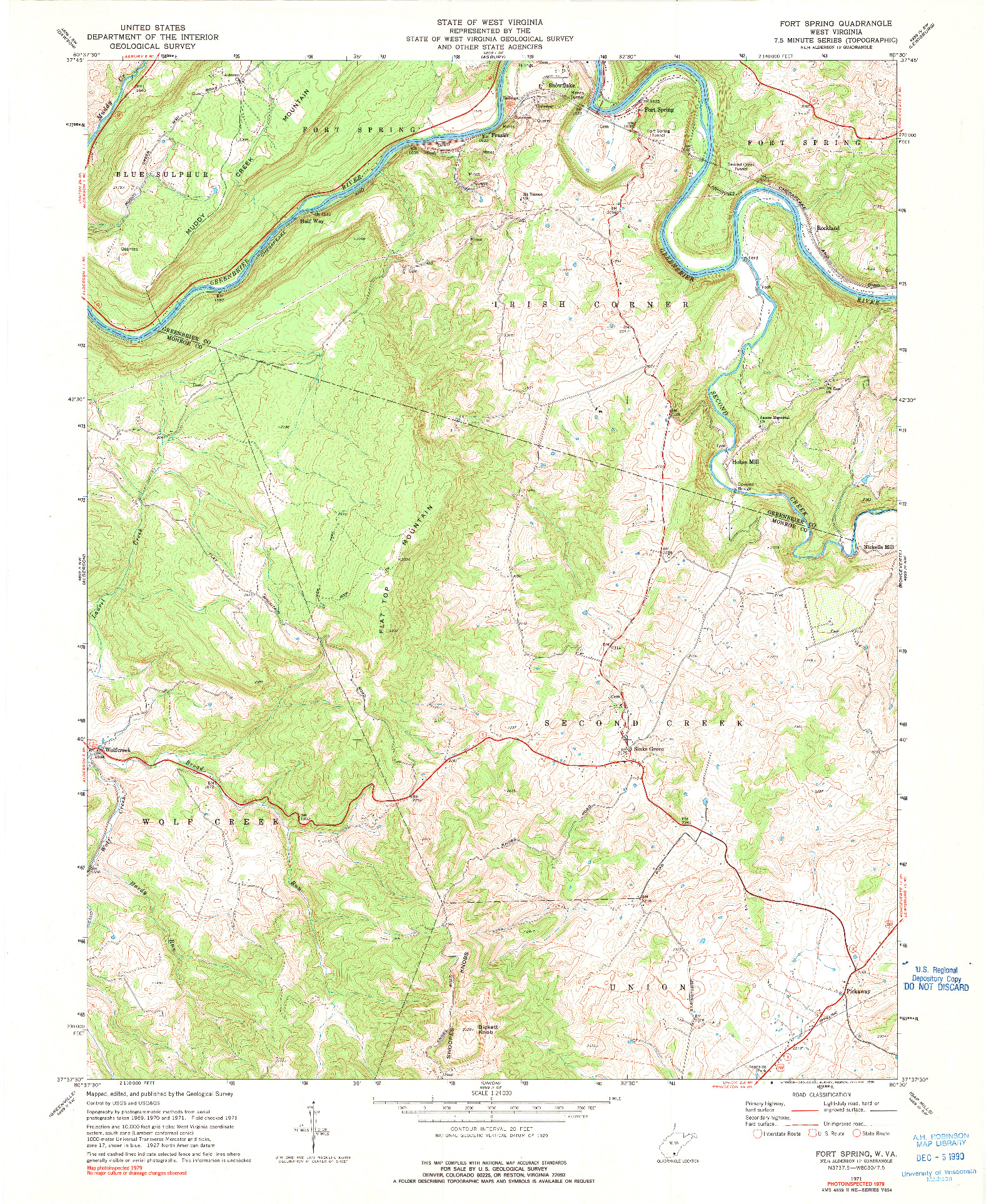 USGS 1:24000-SCALE QUADRANGLE FOR FORT SPRING, WV 1971