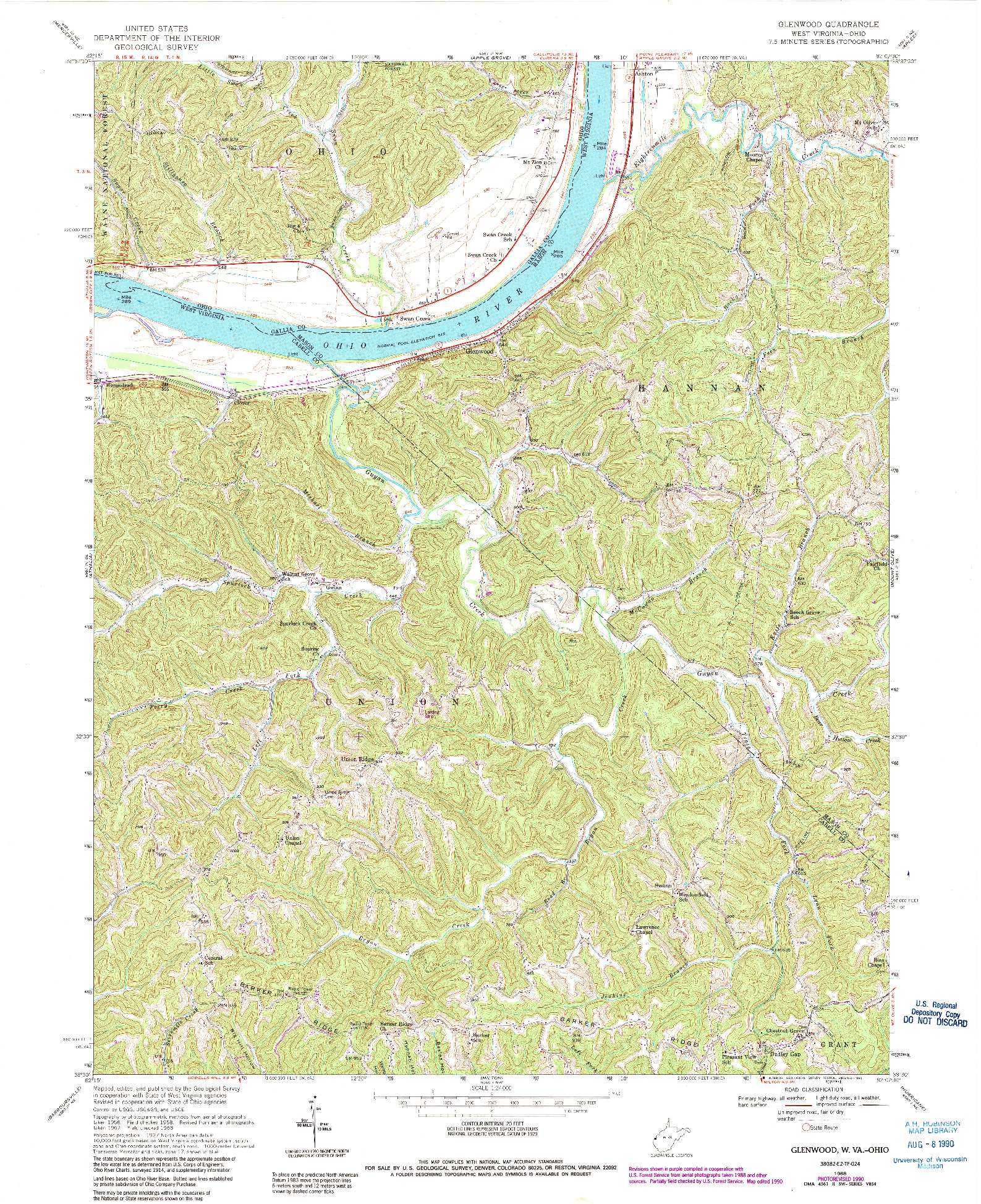 USGS 1:24000-SCALE QUADRANGLE FOR GLENWOOD, WV 1968