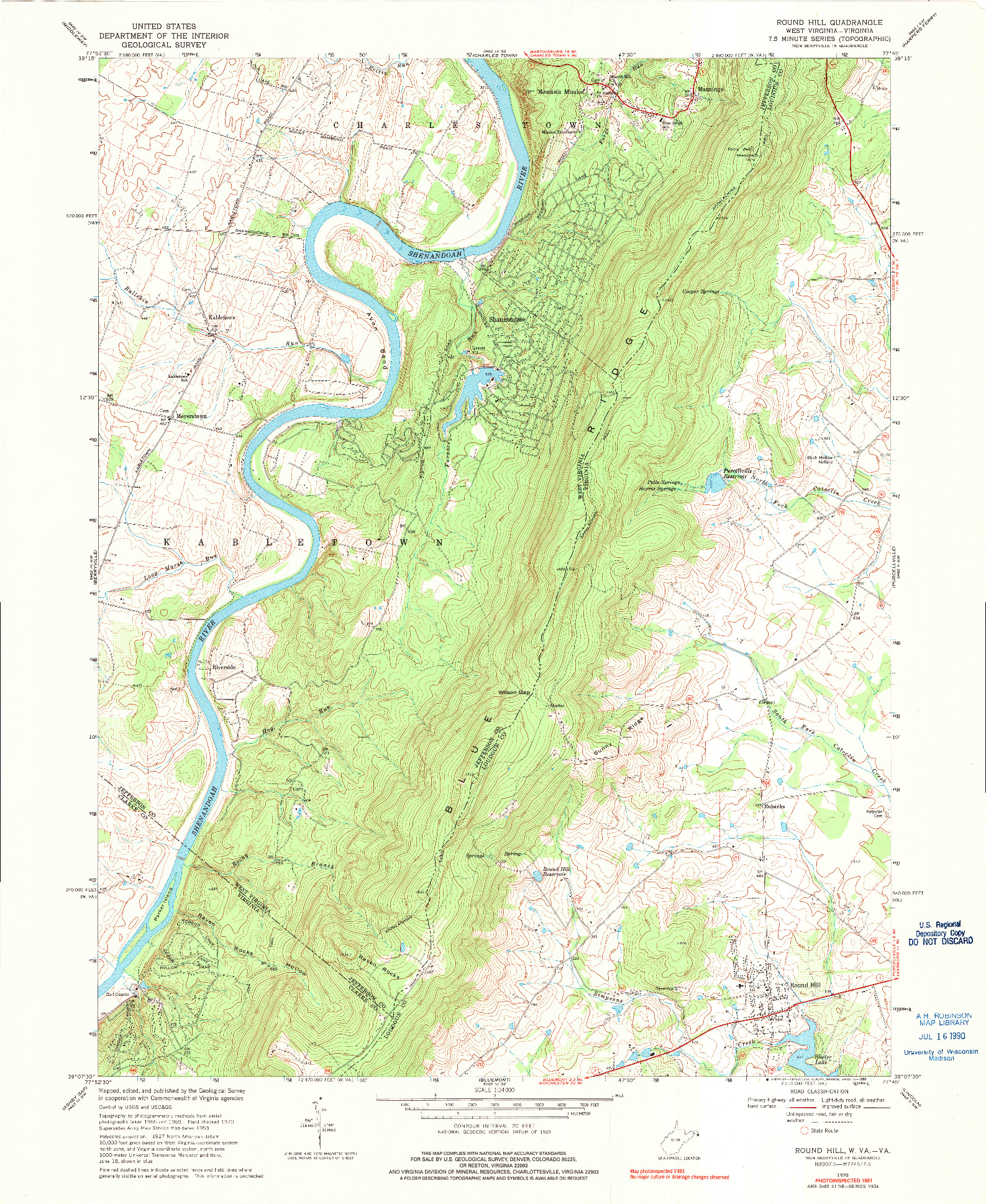 USGS 1:24000-SCALE QUADRANGLE FOR ROUND HILL, WV 1970