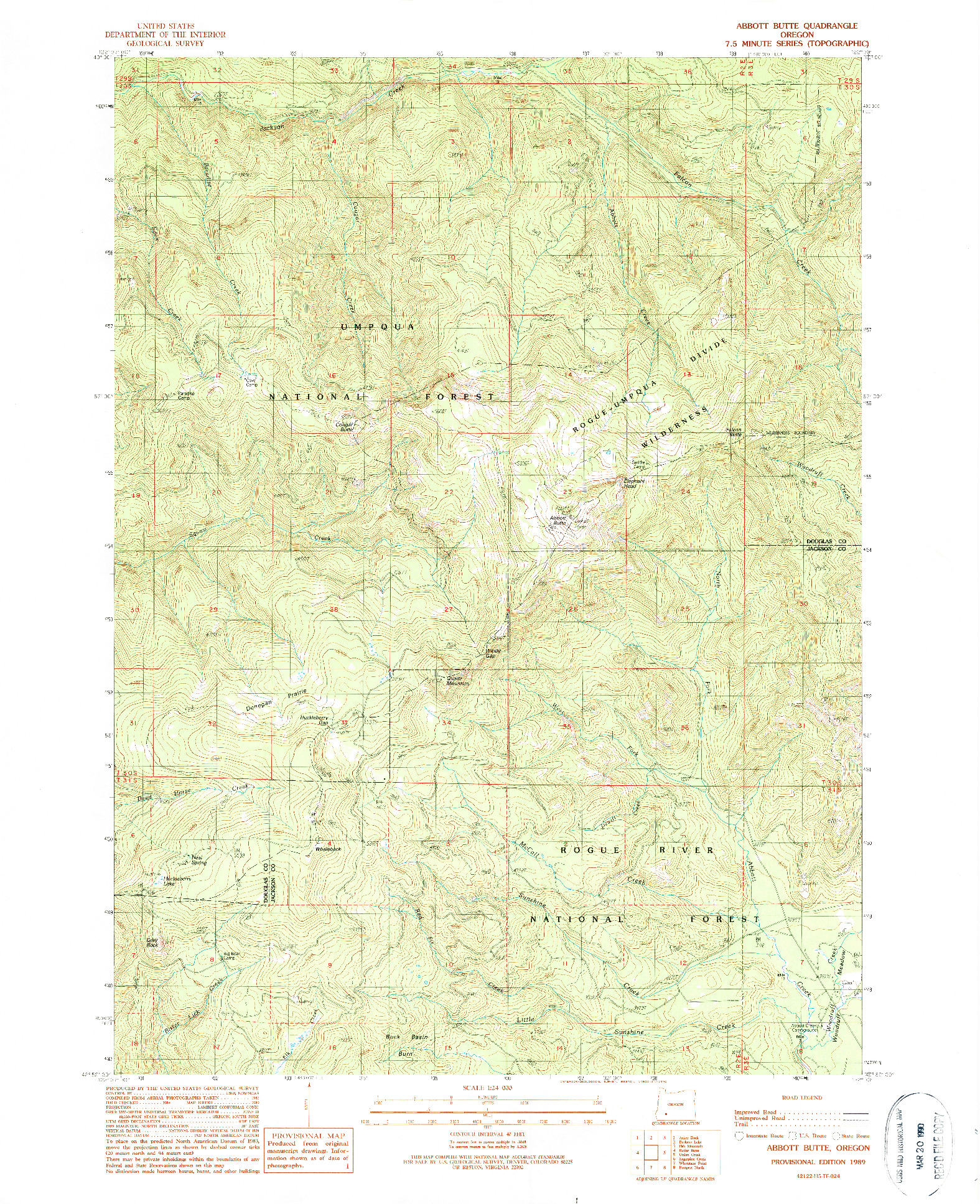 USGS 1:24000-SCALE QUADRANGLE FOR ABBOTT BUTTE, OR 1989