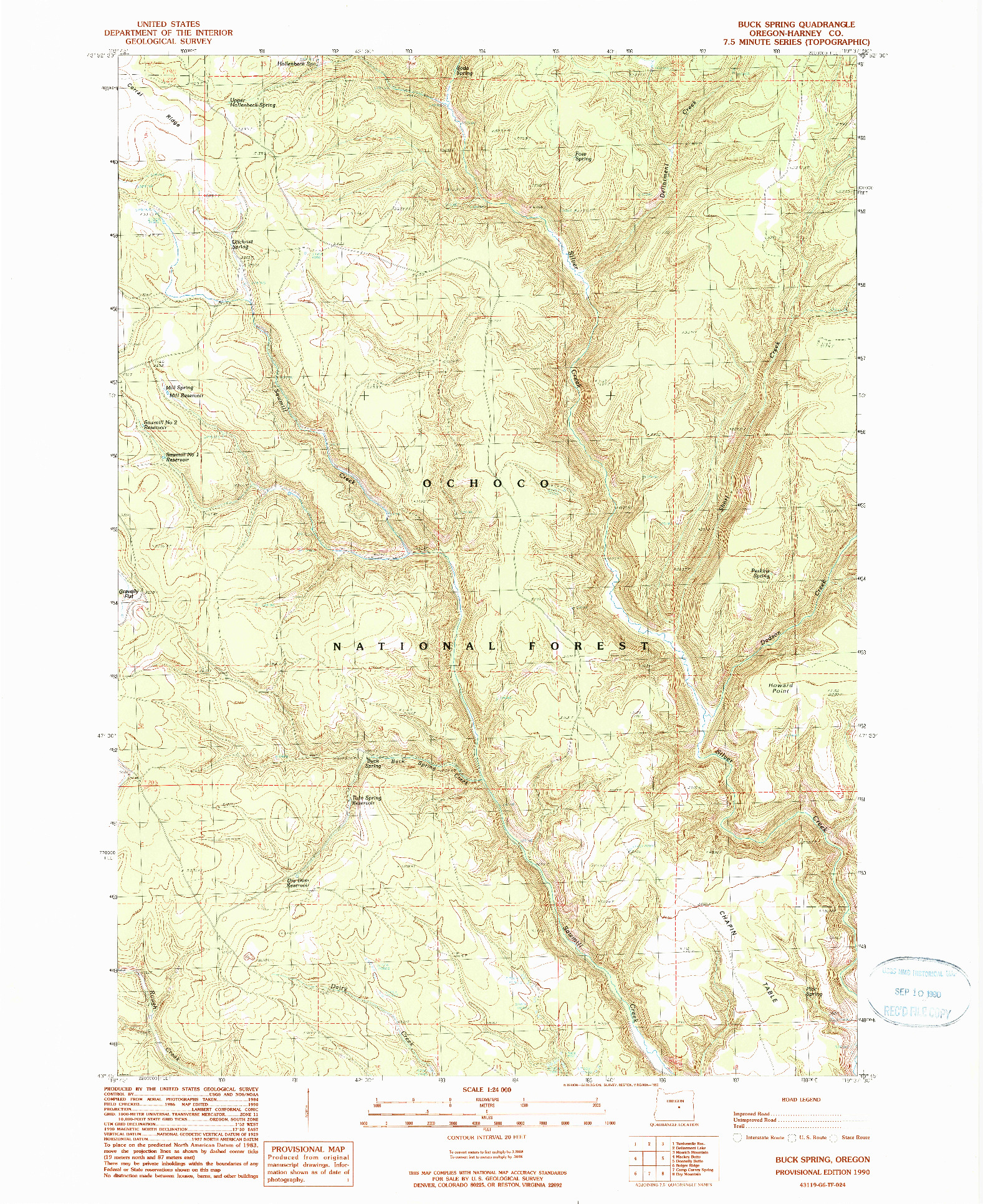 USGS 1:24000-SCALE QUADRANGLE FOR BUCK SPRING, OR 1990