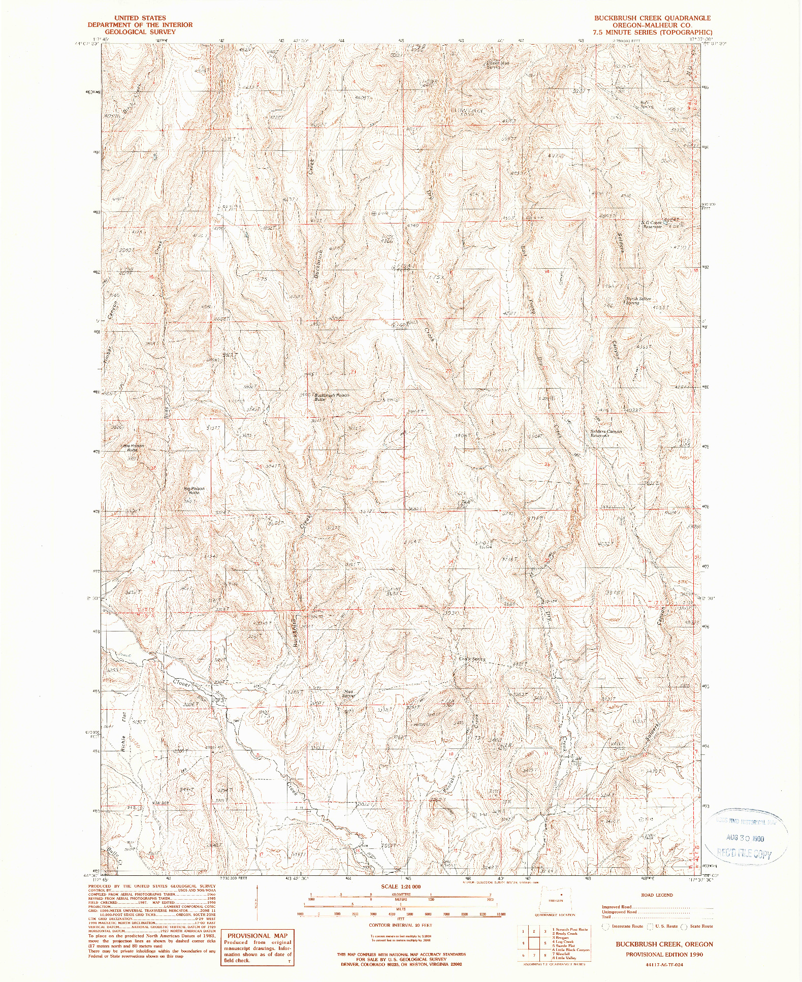 USGS 1:24000-SCALE QUADRANGLE FOR BUCKBRUSH CREEK, OR 1990