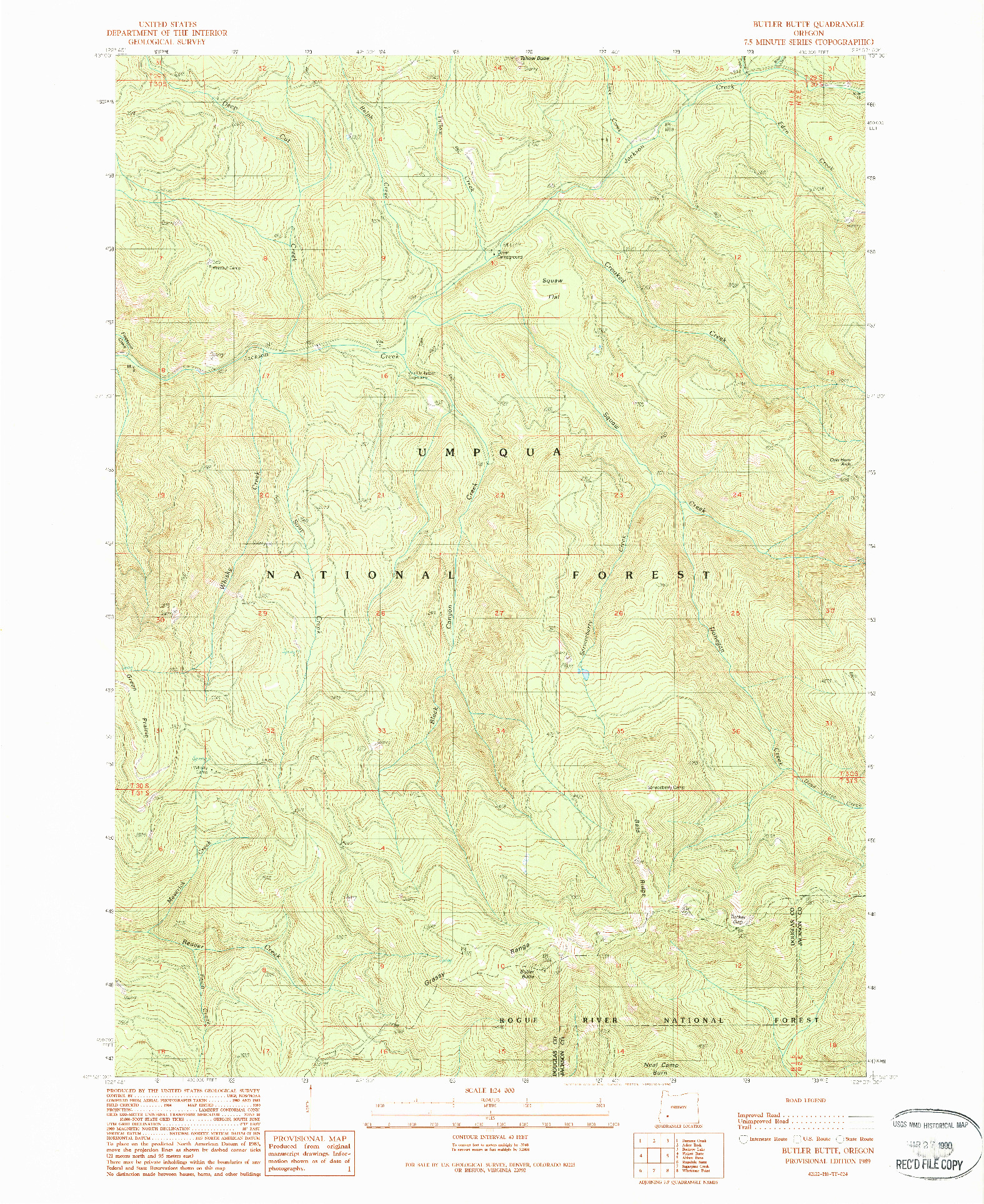 USGS 1:24000-SCALE QUADRANGLE FOR BUTLER BUTTE, OR 1989