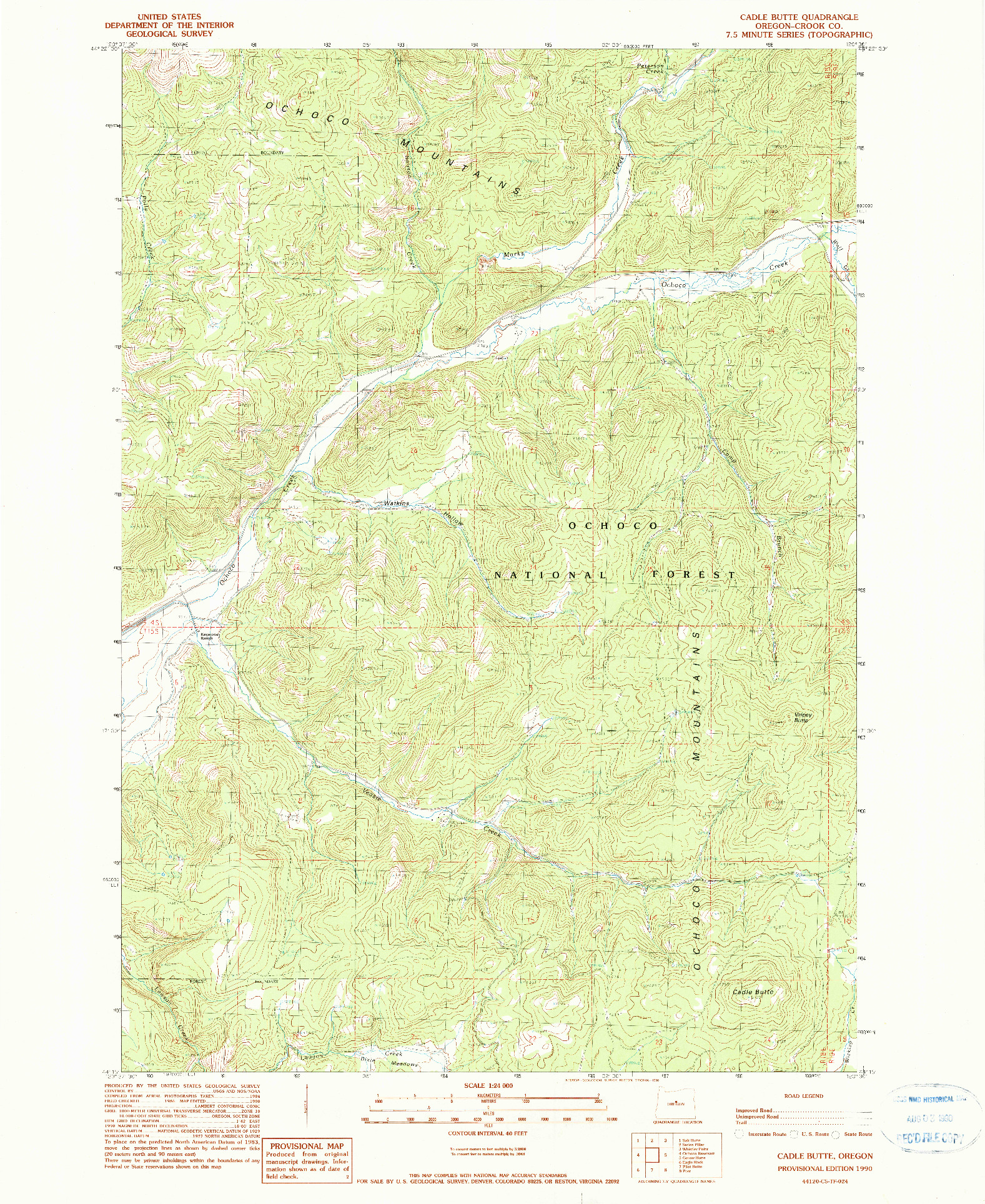 USGS 1:24000-SCALE QUADRANGLE FOR CADLE BUTTE, OR 1990