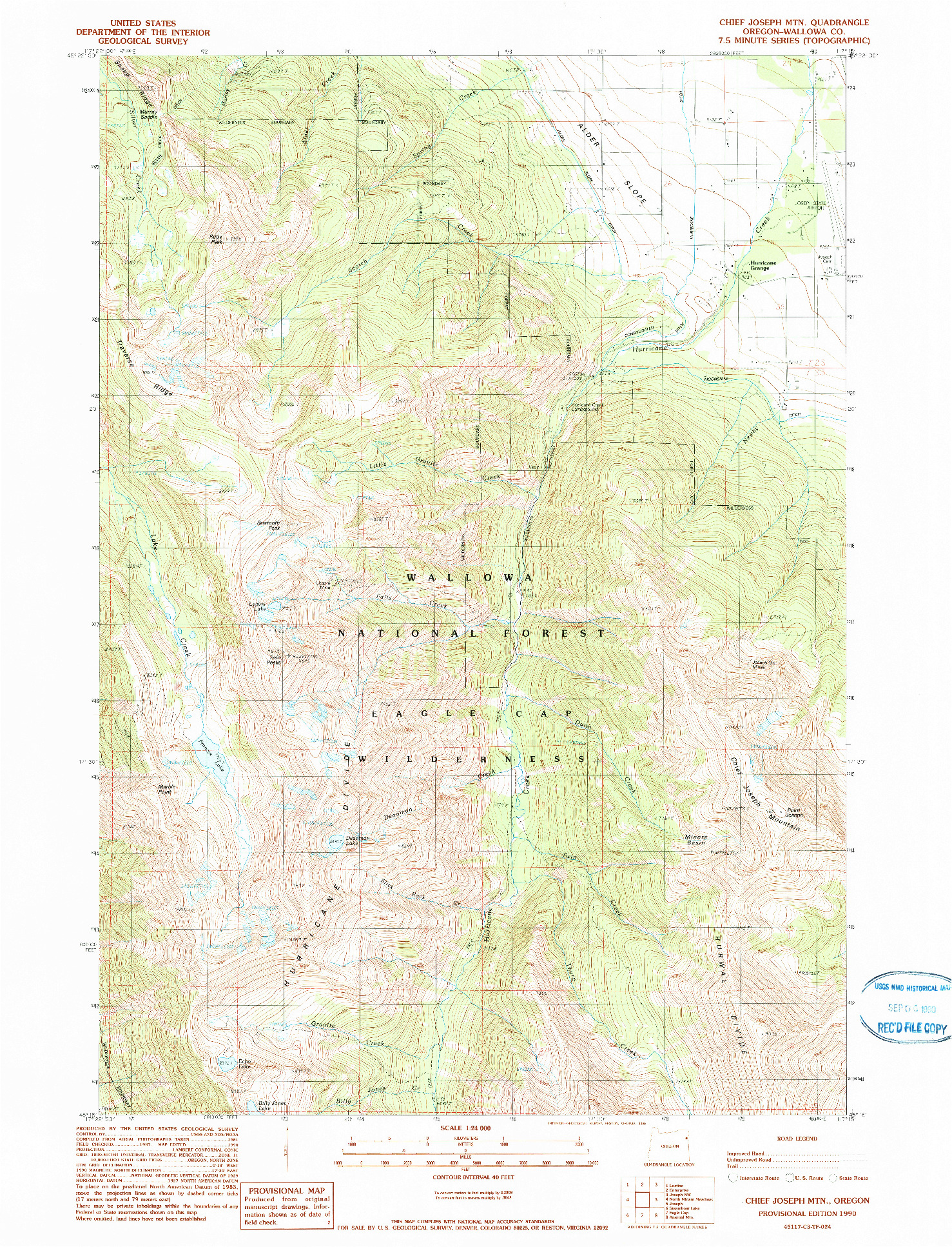 USGS 1:24000-SCALE QUADRANGLE FOR CHIEF JOSEPH MTN, OR 1990