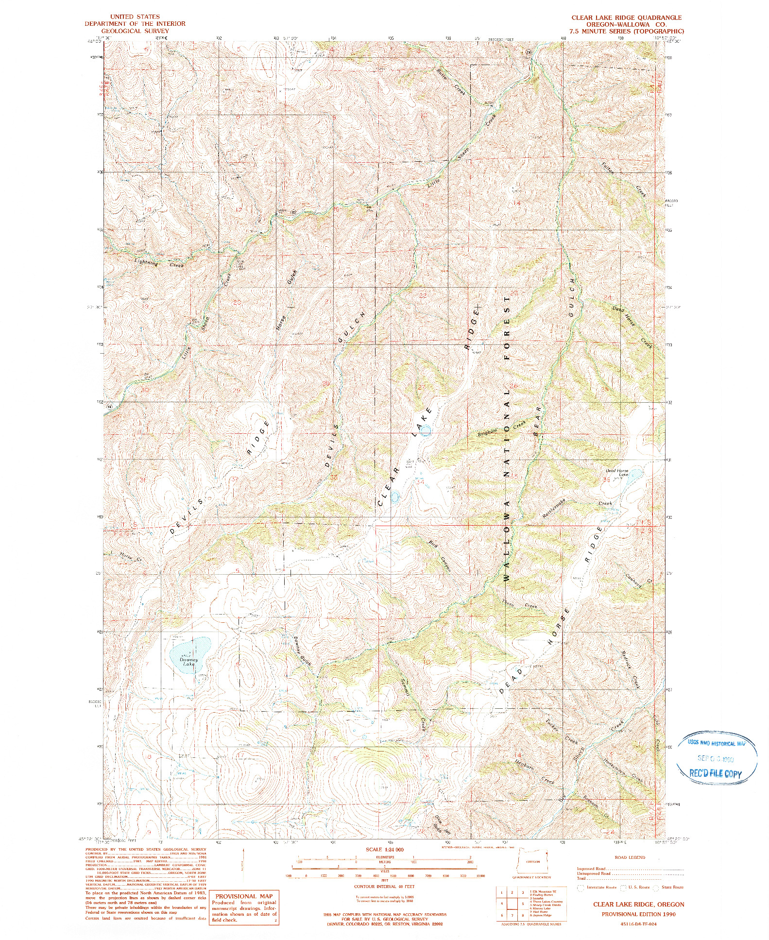 USGS 1:24000-SCALE QUADRANGLE FOR CLEAR LAKE RIDGE, OR 1990