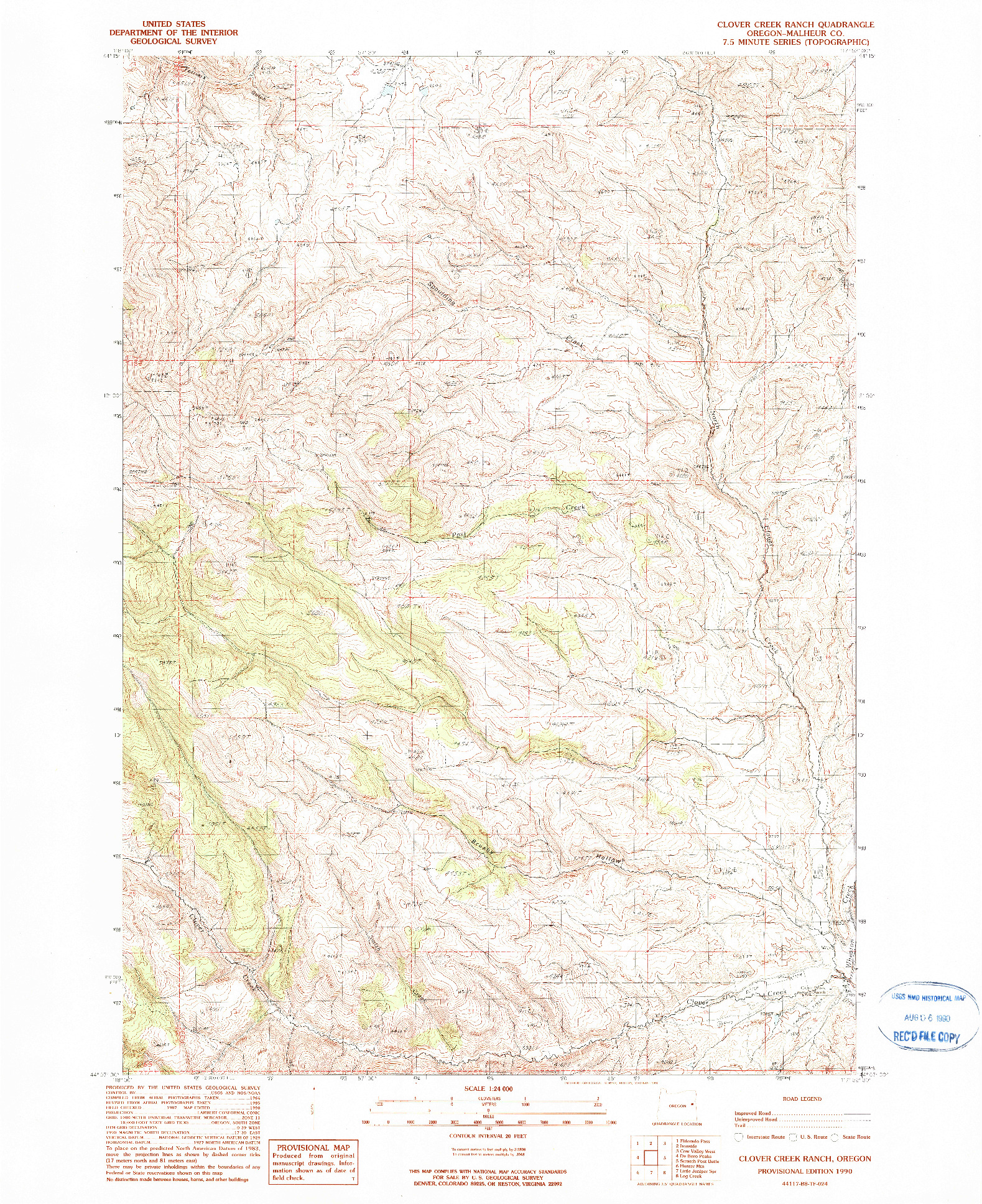 USGS 1:24000-SCALE QUADRANGLE FOR CLOVER CREEK RANCH, OR 1990