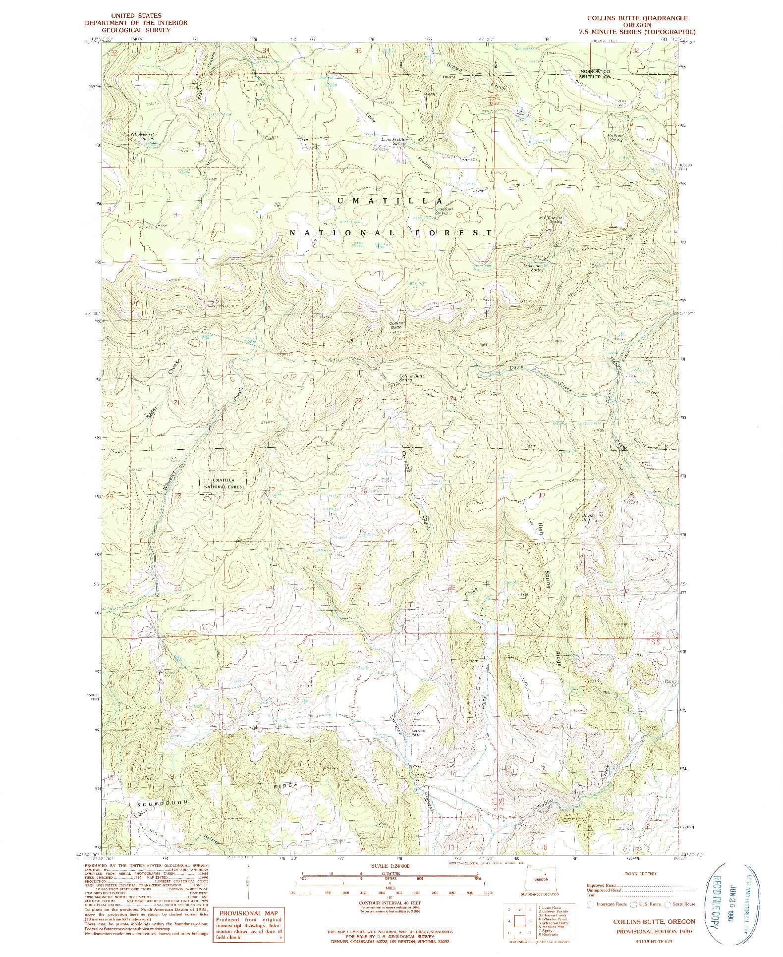 USGS 1:24000-SCALE QUADRANGLE FOR COLLINS BUTTE, OR 1990