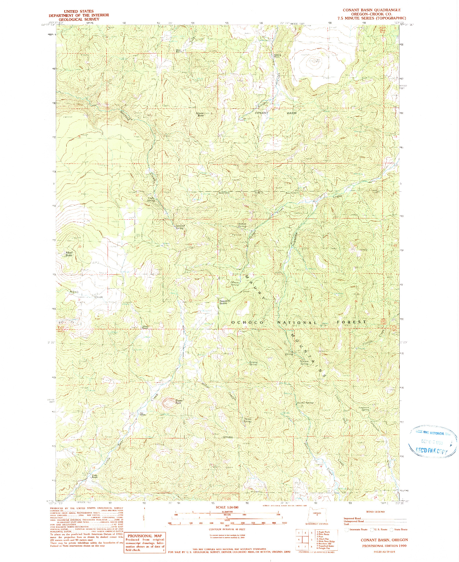 USGS 1:24000-SCALE QUADRANGLE FOR CONANT BASIN, OR 1990
