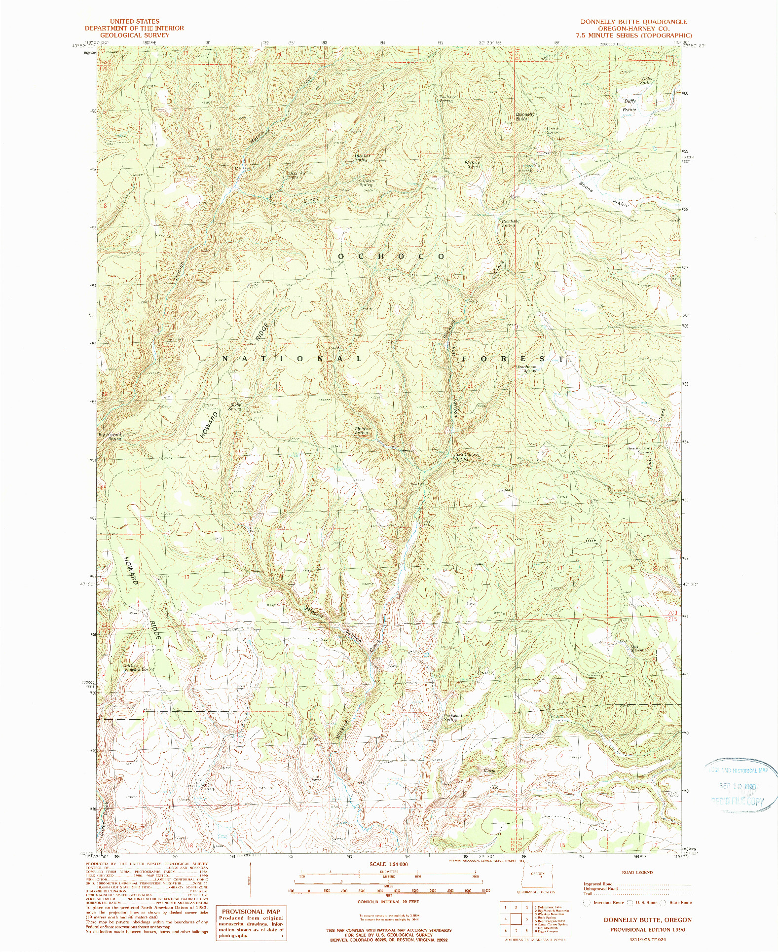 USGS 1:24000-SCALE QUADRANGLE FOR DONNELLY BUTTE, OR 1990