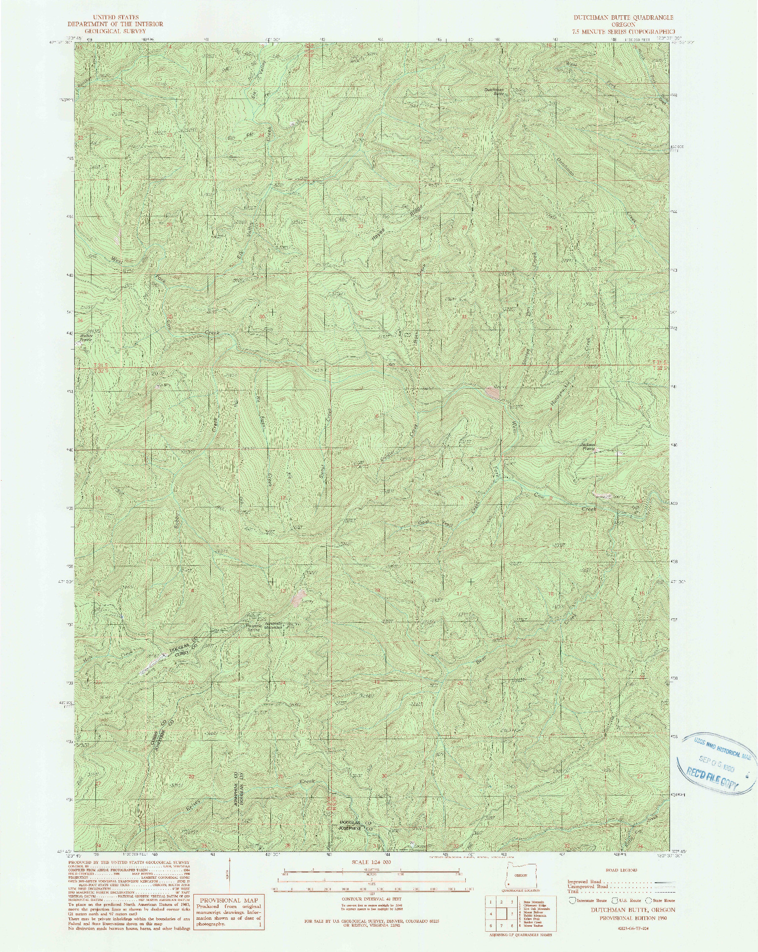 USGS 1:24000-SCALE QUADRANGLE FOR DUTCHMAN BUTTE, OR 1990