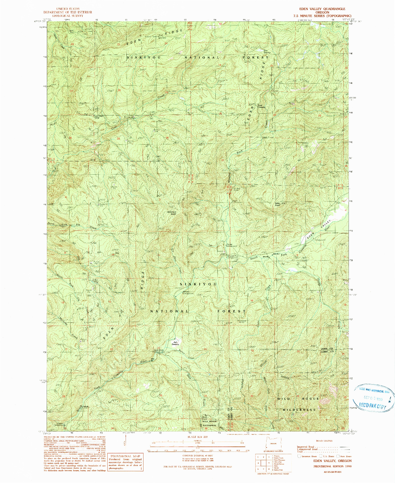 USGS 1:24000-SCALE QUADRANGLE FOR EDEN VALLEY, OR 1990