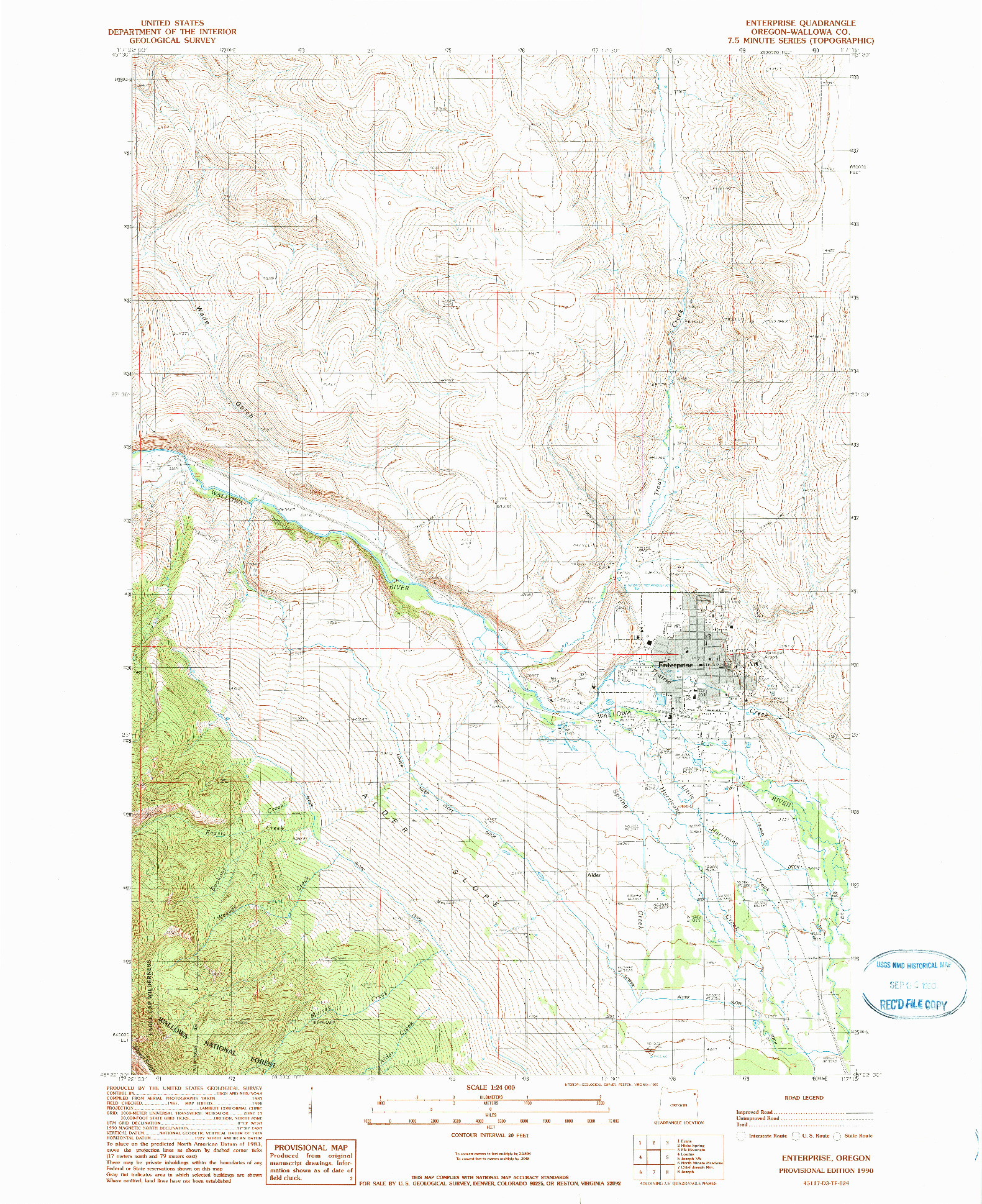 USGS 1:24000-SCALE QUADRANGLE FOR ENTERPRISE, OR 1990