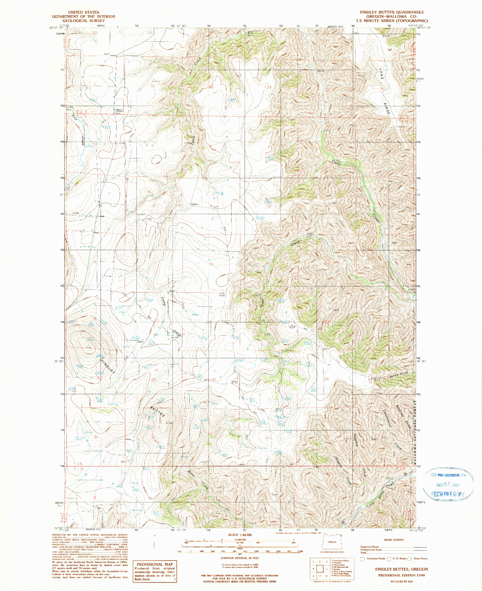 USGS 1:24000-SCALE QUADRANGLE FOR FINDLEY BUTTES, OR 1990