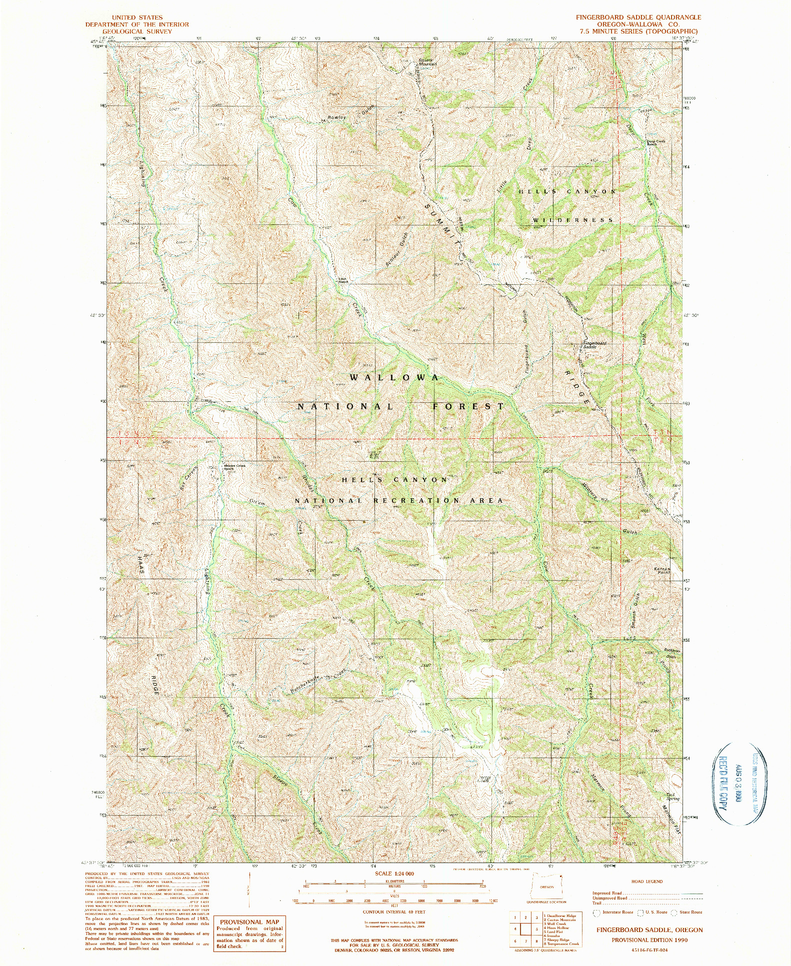 USGS 1:24000-SCALE QUADRANGLE FOR FINGERBOARD SADDLE, OR 1990