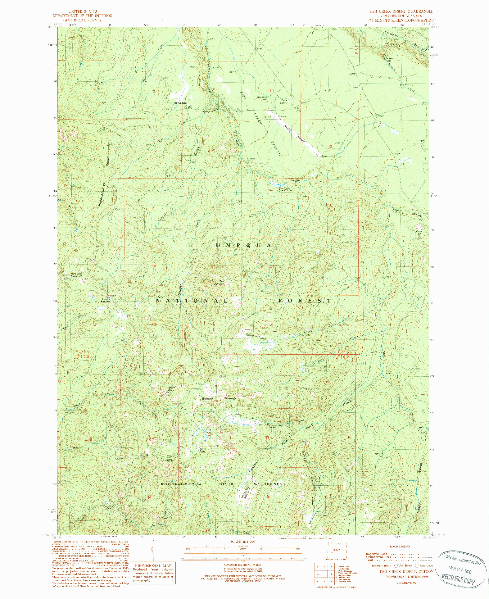 USGS 1:24000-SCALE QUADRANGLE FOR FISH CREEK DESERT, OR 1989