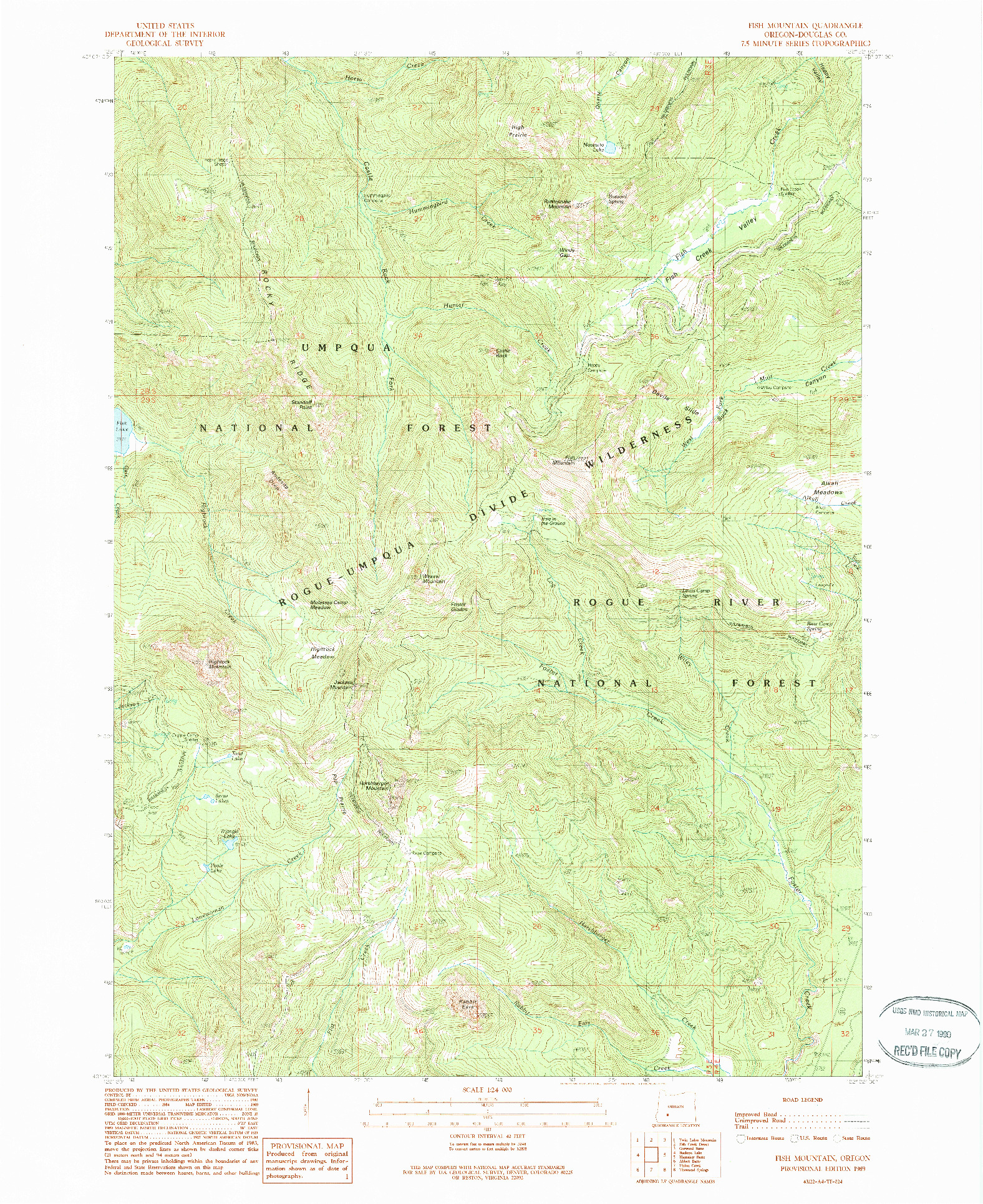 USGS 1:24000-SCALE QUADRANGLE FOR FISH MOUNTAIN, OR 1989