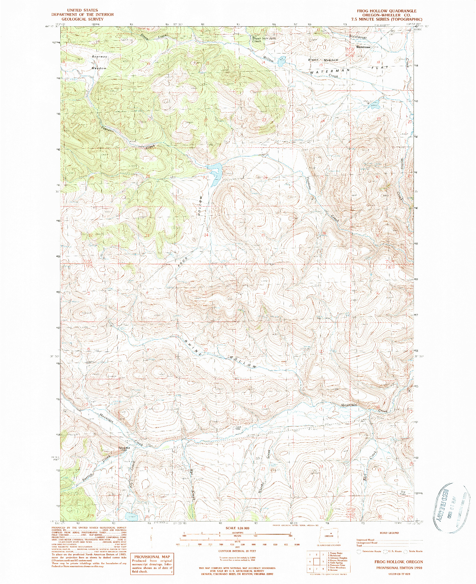 USGS 1:24000-SCALE QUADRANGLE FOR FROG HOLLOW, OR 1990