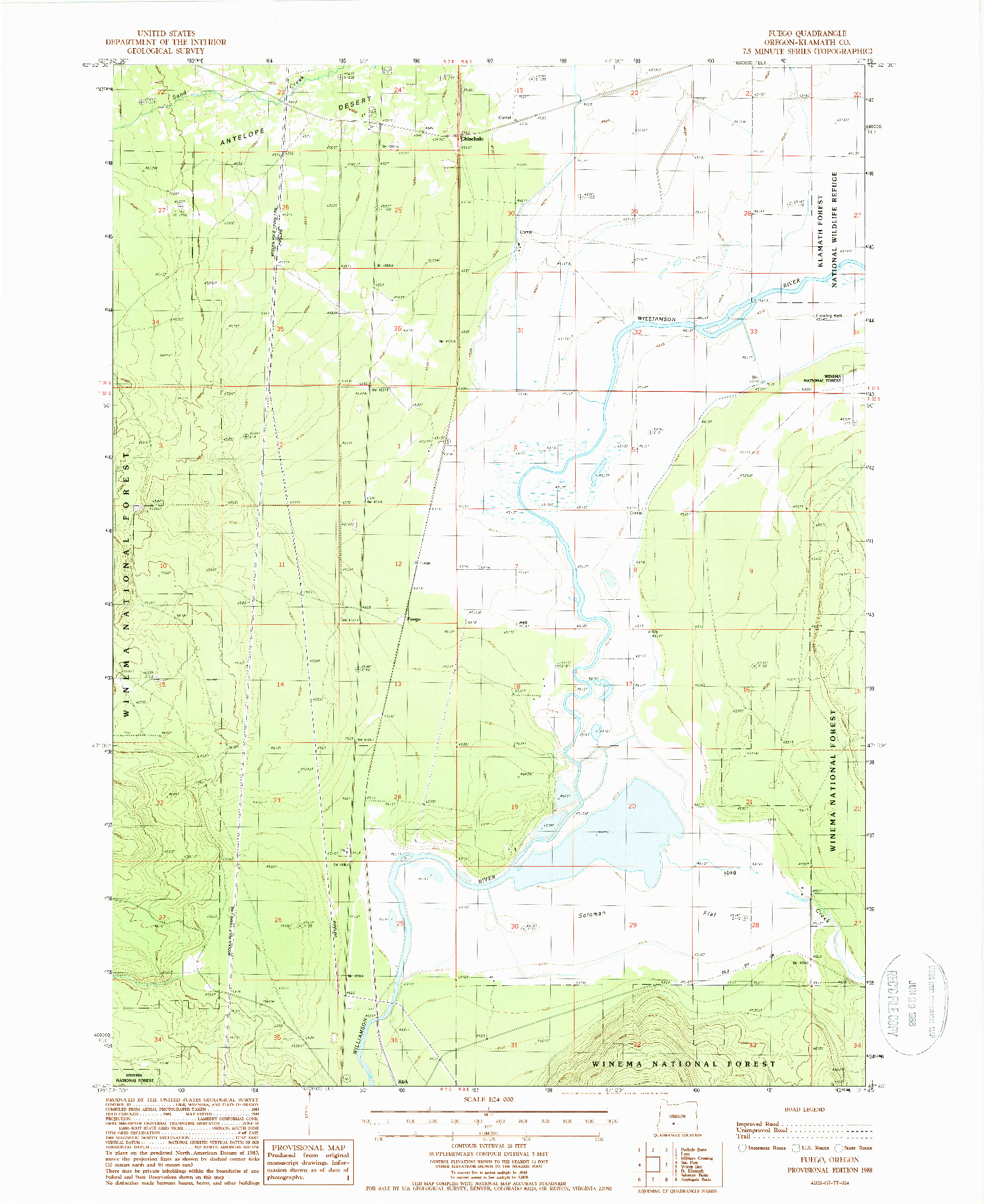 USGS 1:24000-SCALE QUADRANGLE FOR FUEGO, OR 1988