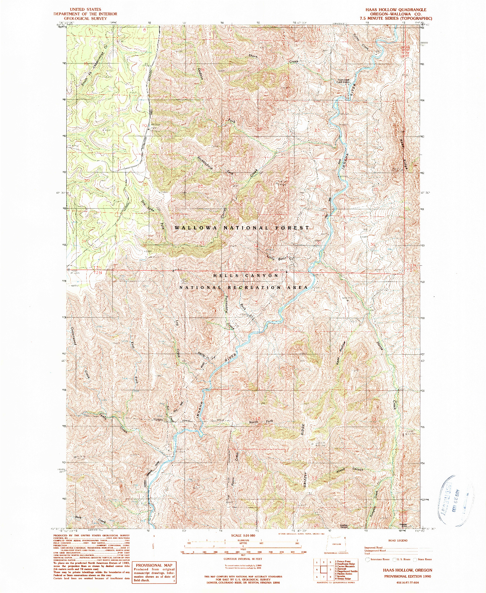 USGS 1:24000-SCALE QUADRANGLE FOR HAAS HOLLOW, OR 1990
