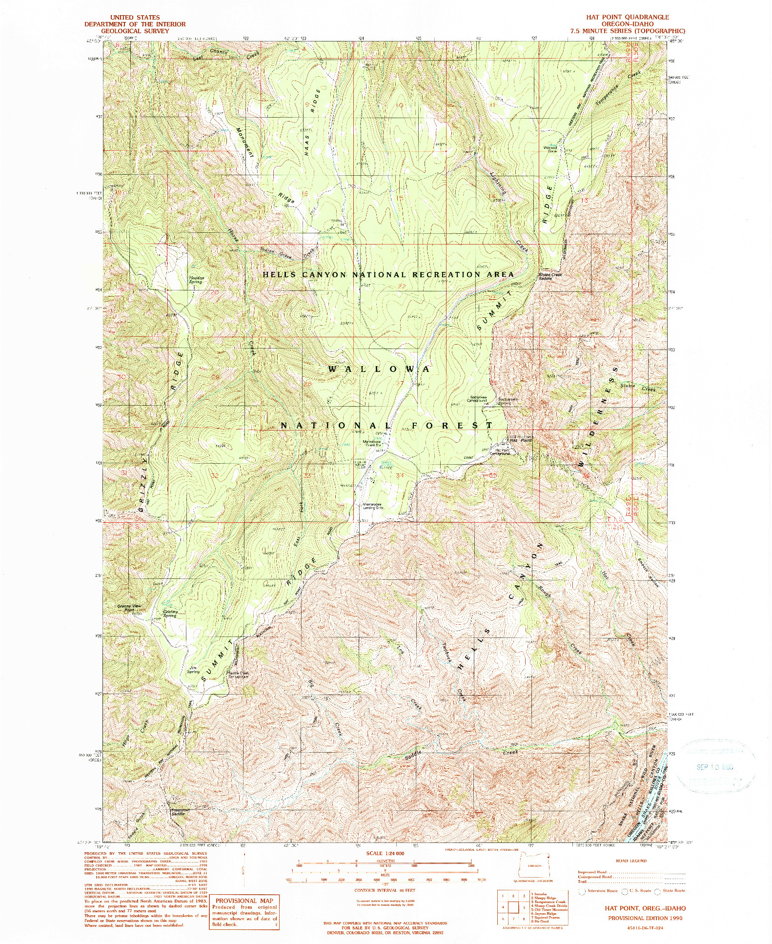 USGS 1:24000-SCALE QUADRANGLE FOR HAT POINT, OR 1990