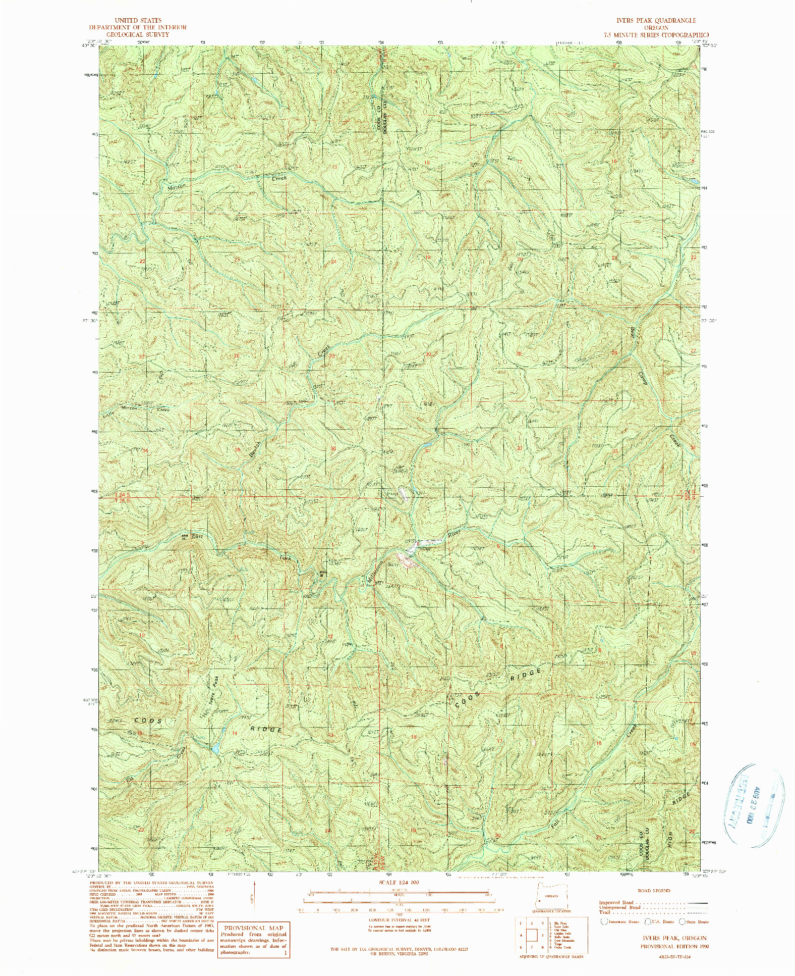 USGS 1:24000-SCALE QUADRANGLE FOR IVERS PEAK, OR 1990