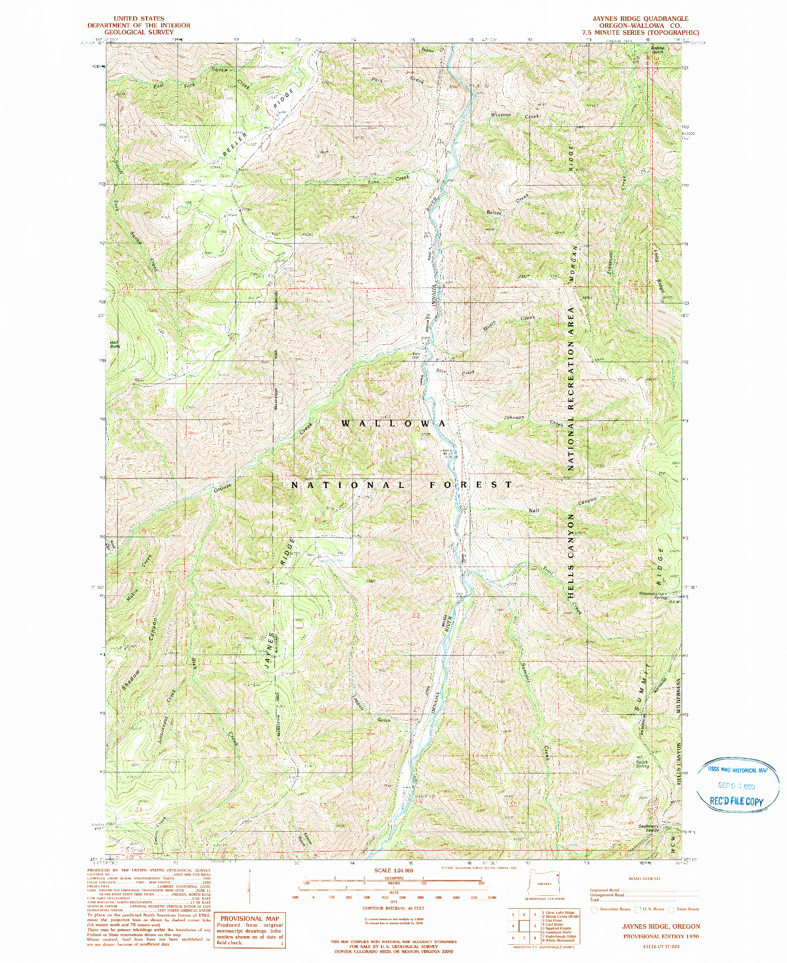 USGS 1:24000-SCALE QUADRANGLE FOR JAYNES RIDGE, OR 1990