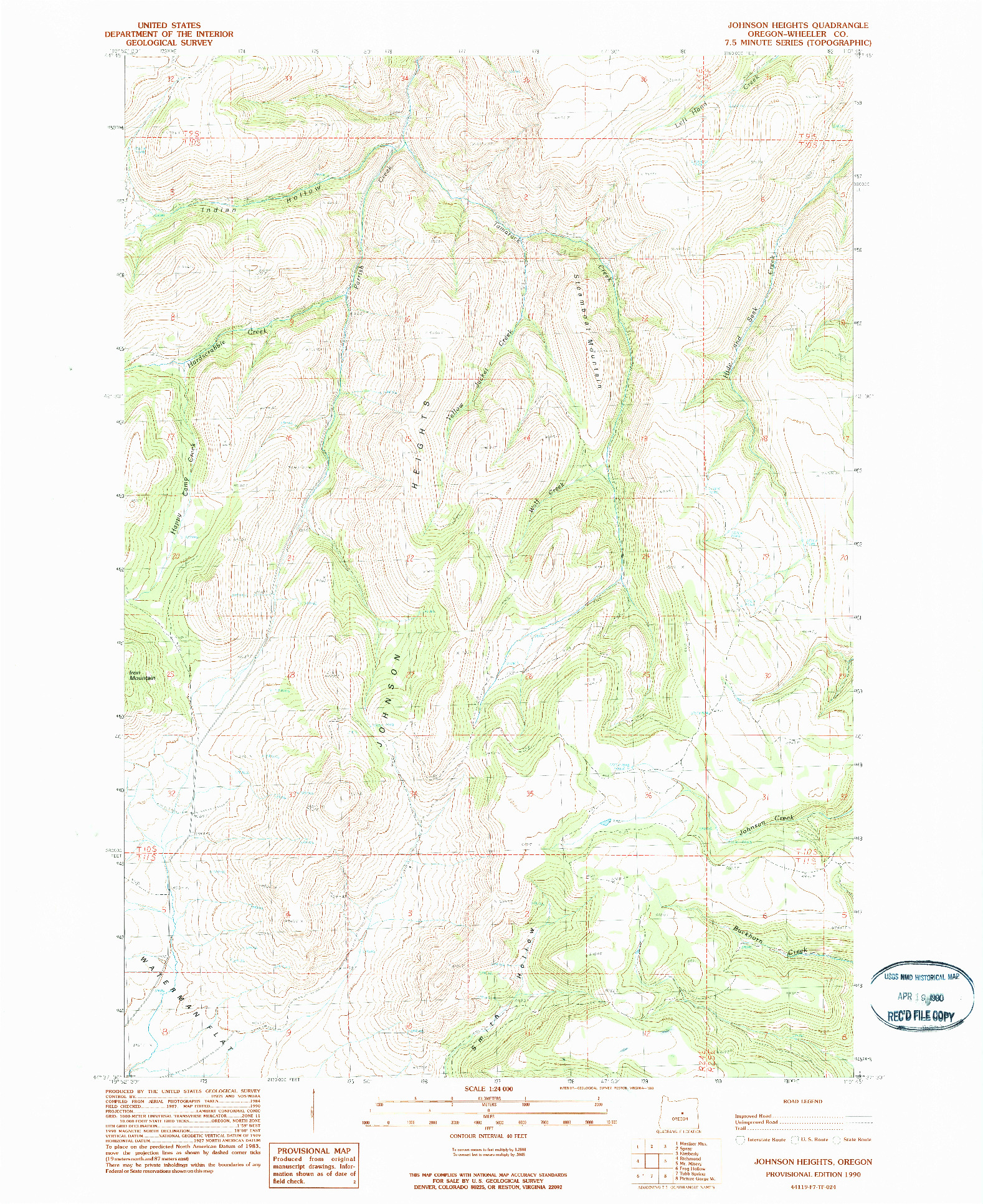 USGS 1:24000-SCALE QUADRANGLE FOR JOHNSON HEIGHTS, OR 1990