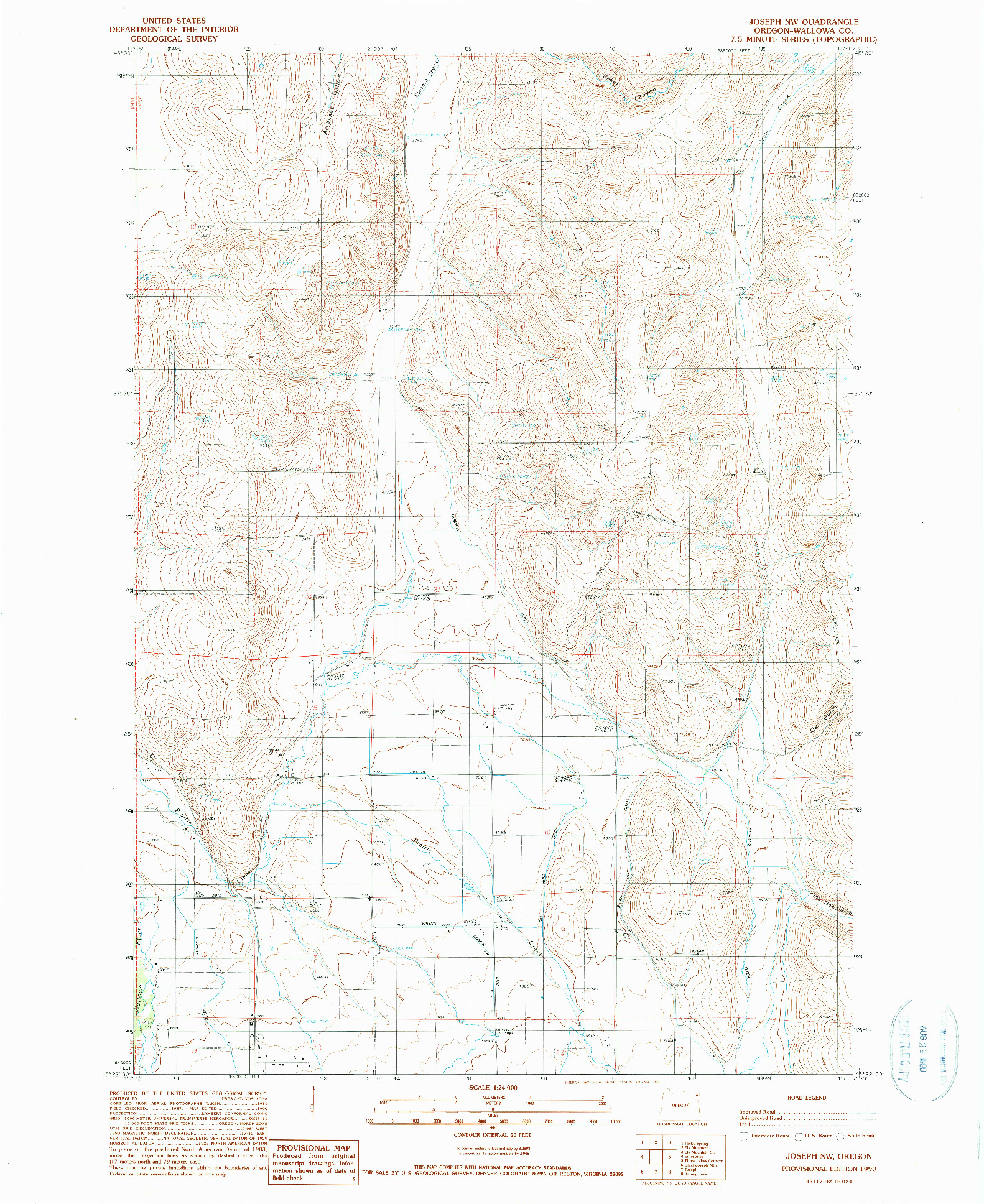 USGS 1:24000-SCALE QUADRANGLE FOR JOSEPH NW, OR 1990