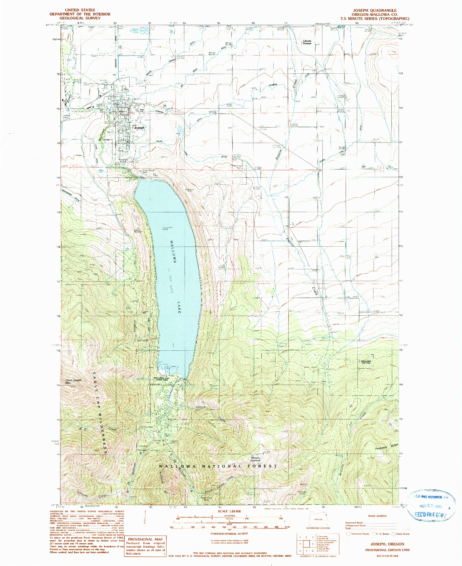 USGS 1:24000-SCALE QUADRANGLE FOR JOSEPH, OR 1990