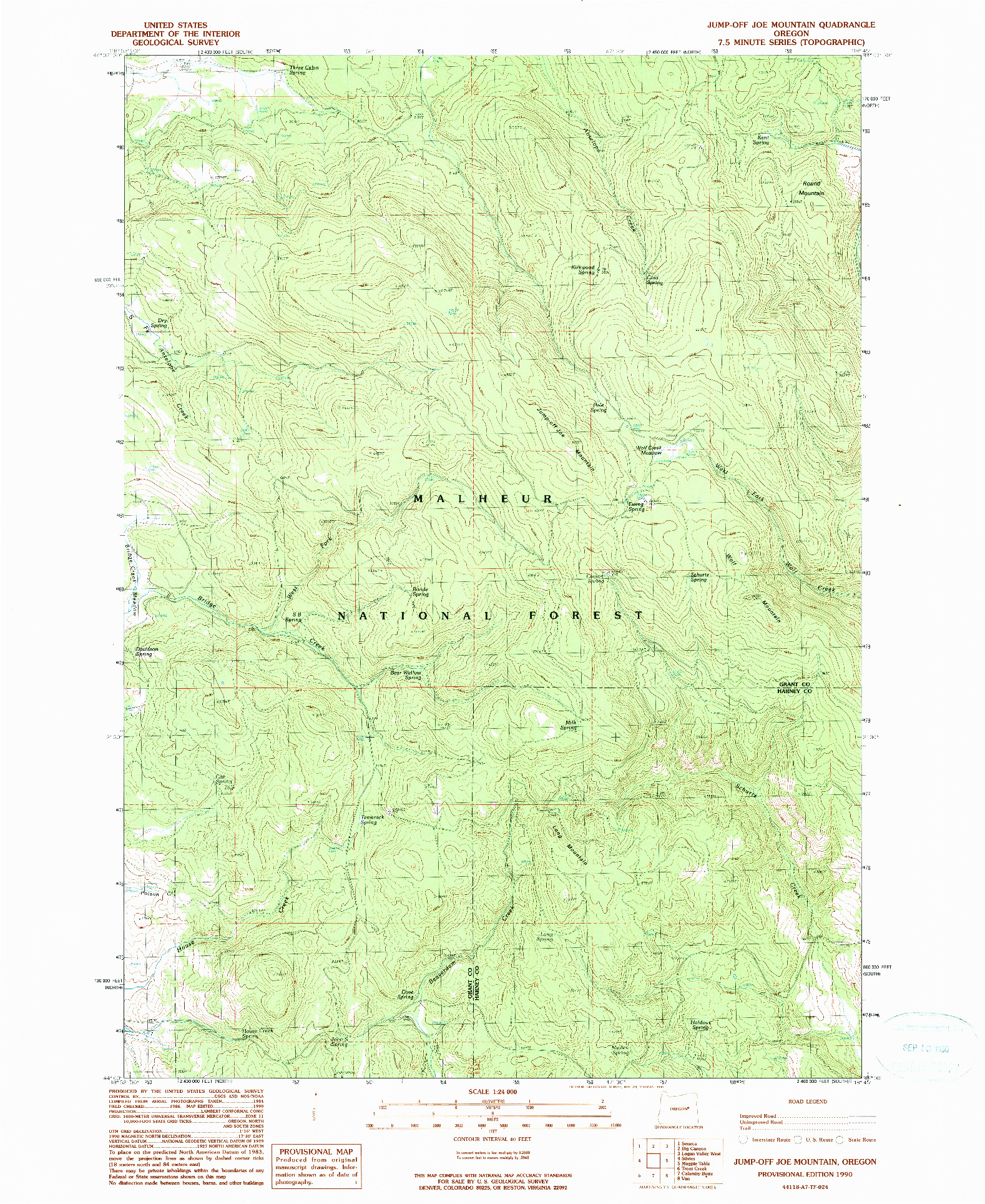 USGS 1:24000-SCALE QUADRANGLE FOR JUMP-OFF JOE MOUNTAIN, OR 1990