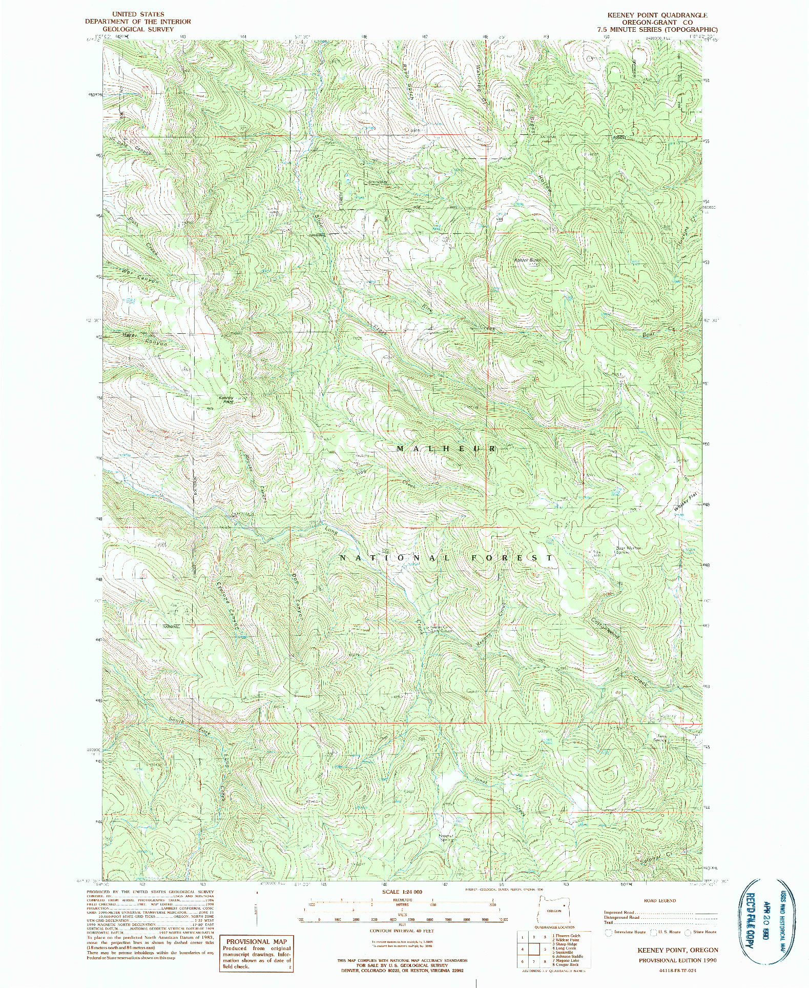USGS 1:24000-SCALE QUADRANGLE FOR KEENEY POINT, OR 1990