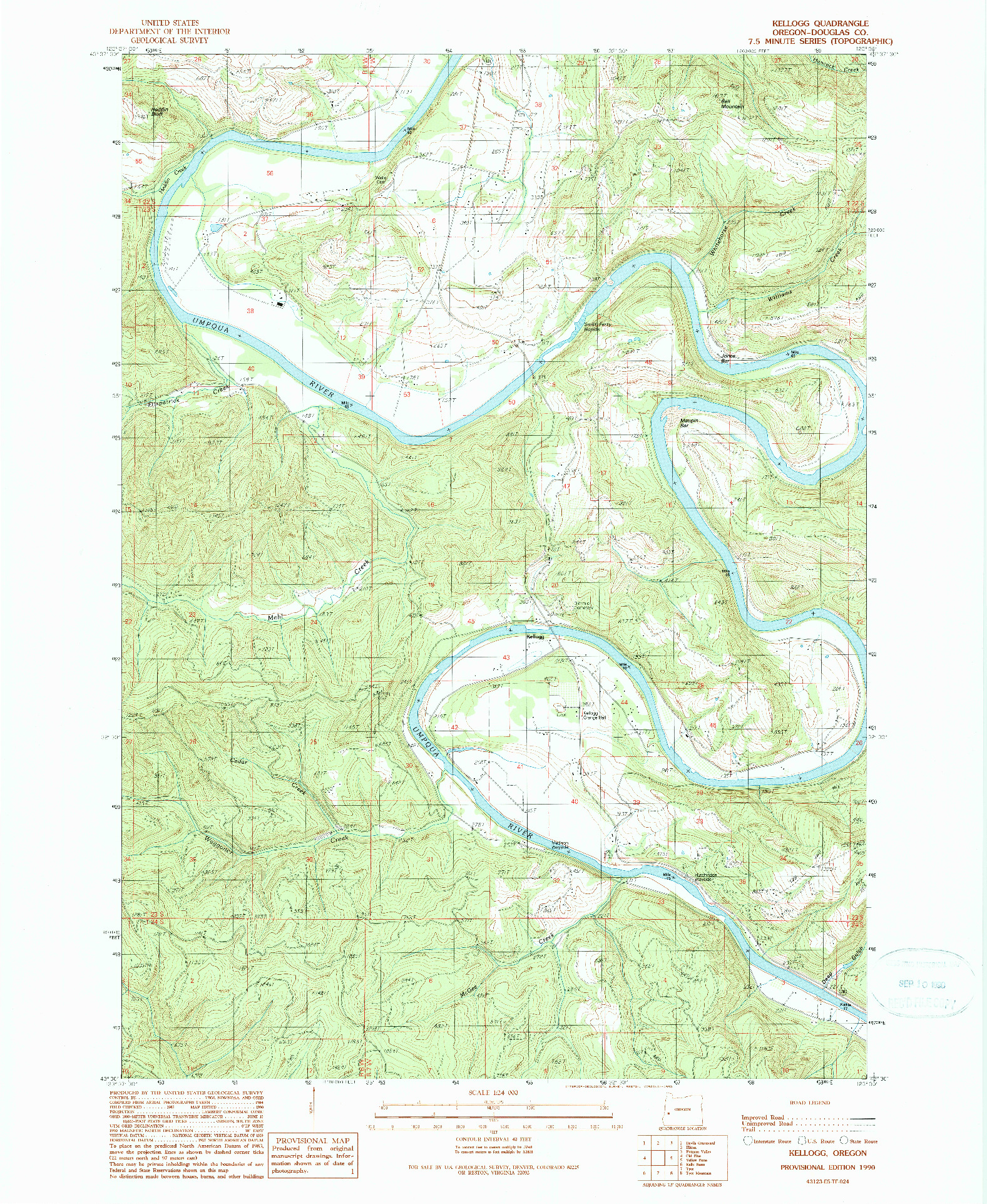 USGS 1:24000-SCALE QUADRANGLE FOR KELLOGG, OR 1990