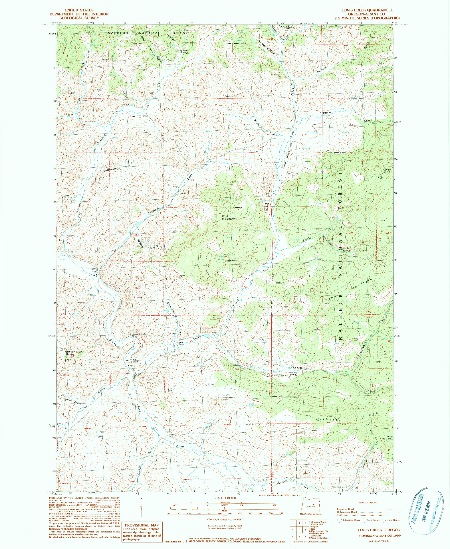 USGS 1:24000-SCALE QUADRANGLE FOR LEWIS CREEK, OR 1990
