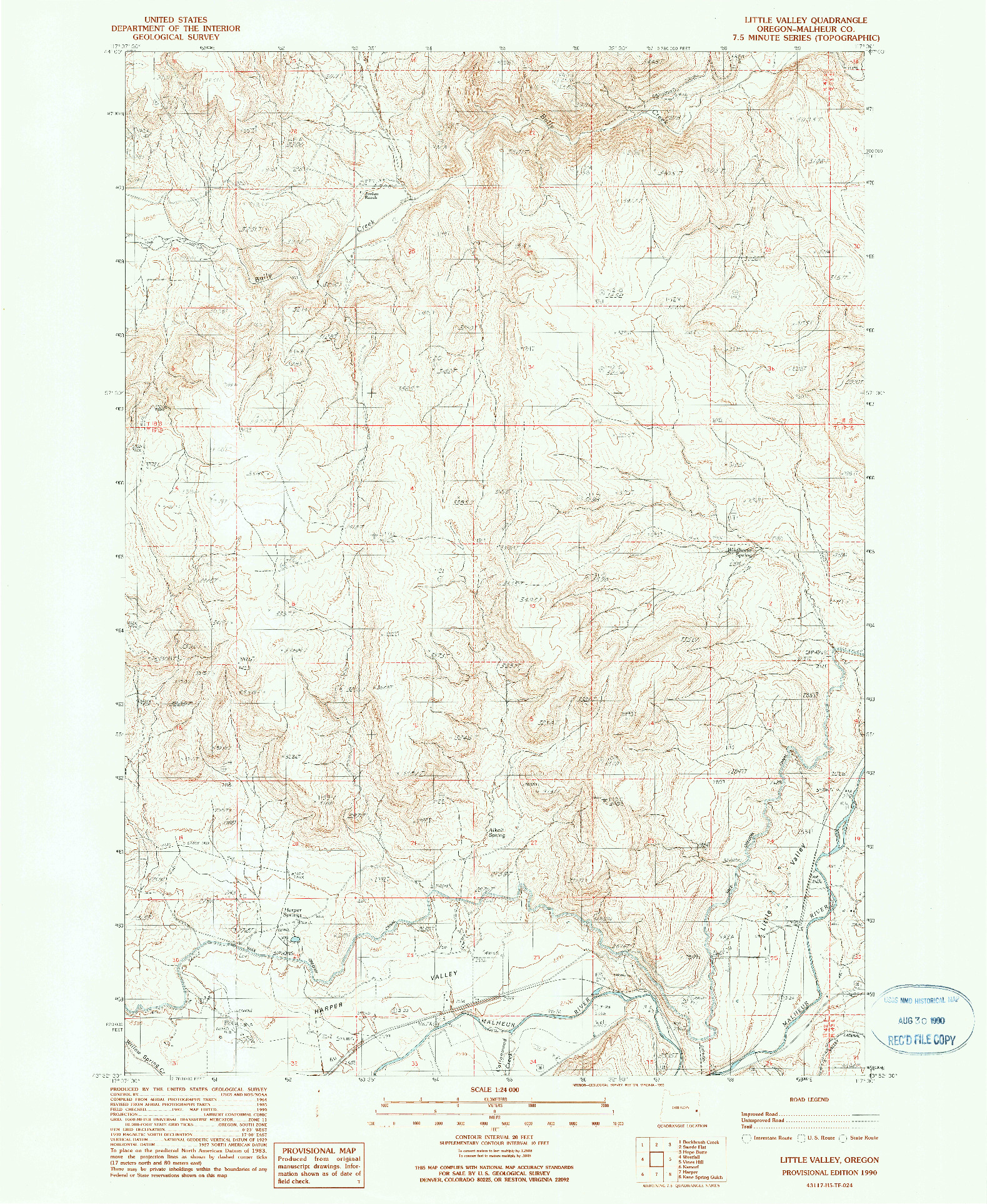 USGS 1:24000-SCALE QUADRANGLE FOR LITTLE VALLEY, OR 1990