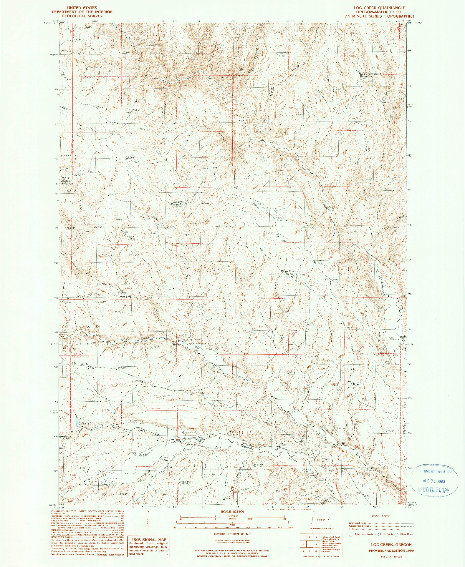 USGS 1:24000-SCALE QUADRANGLE FOR LOG CREEK, OR 1990