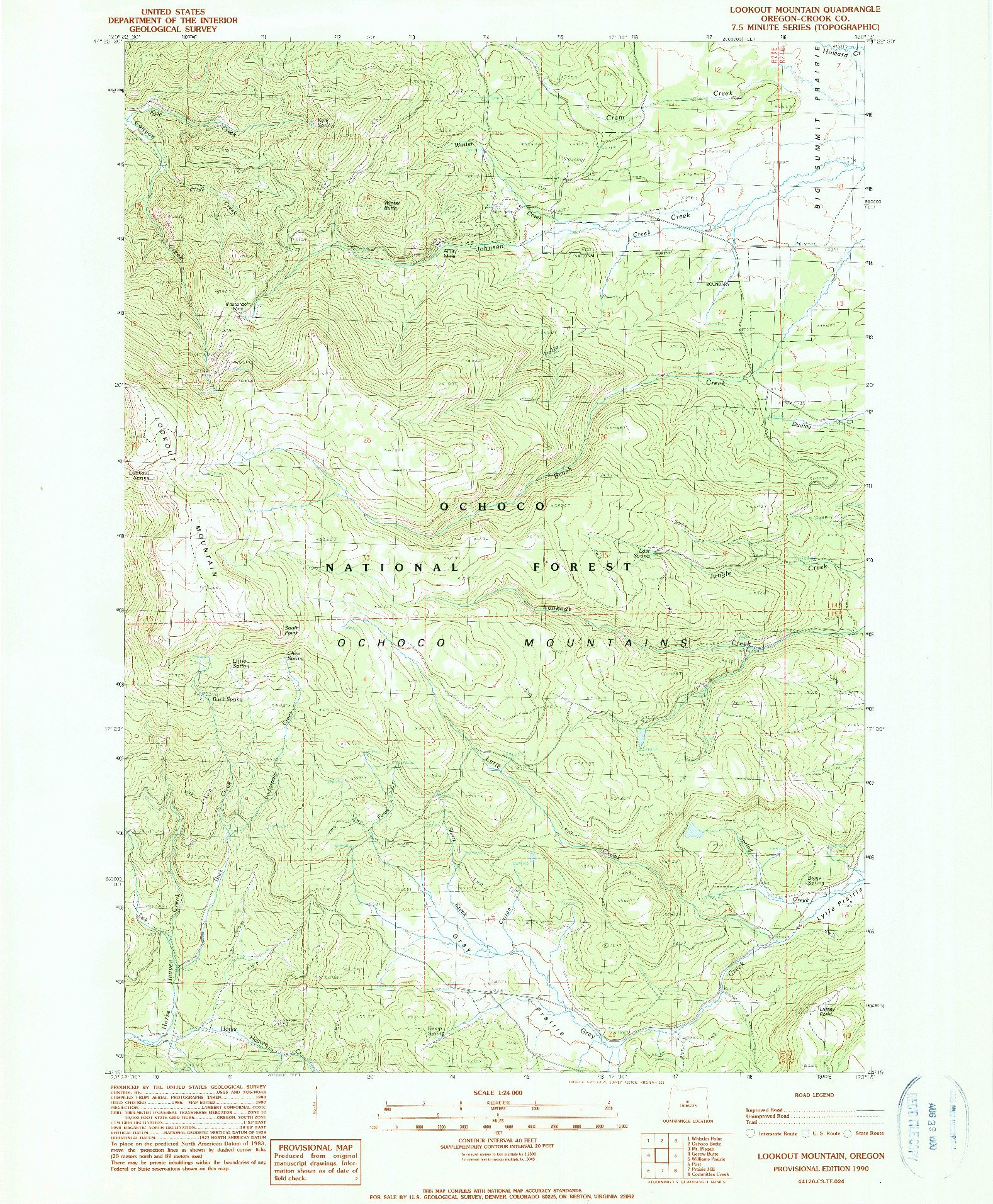USGS 1:24000-SCALE QUADRANGLE FOR LOOKOUT MOUNTAIN, OR 1990