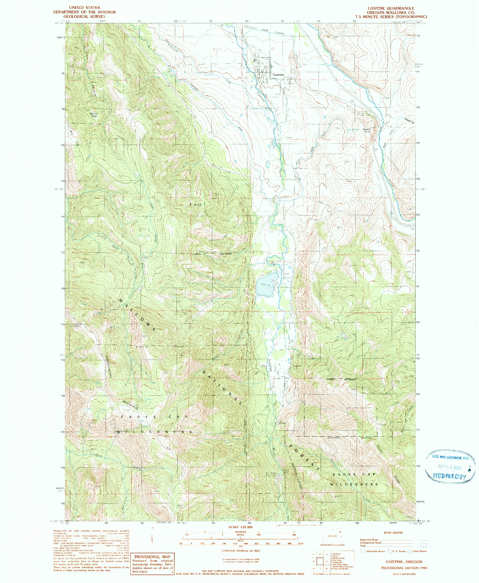 USGS 1:24000-SCALE QUADRANGLE FOR LOSTINE, OR 1990