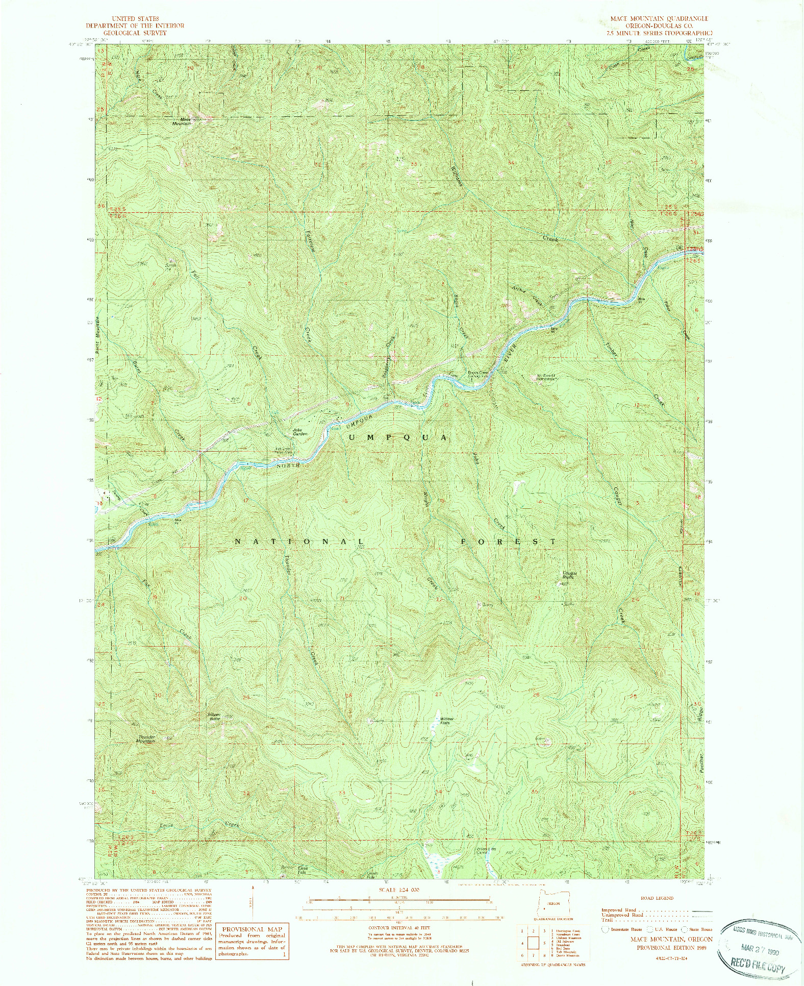 USGS 1:24000-SCALE QUADRANGLE FOR MACE MOUNTAIN, OR 1989