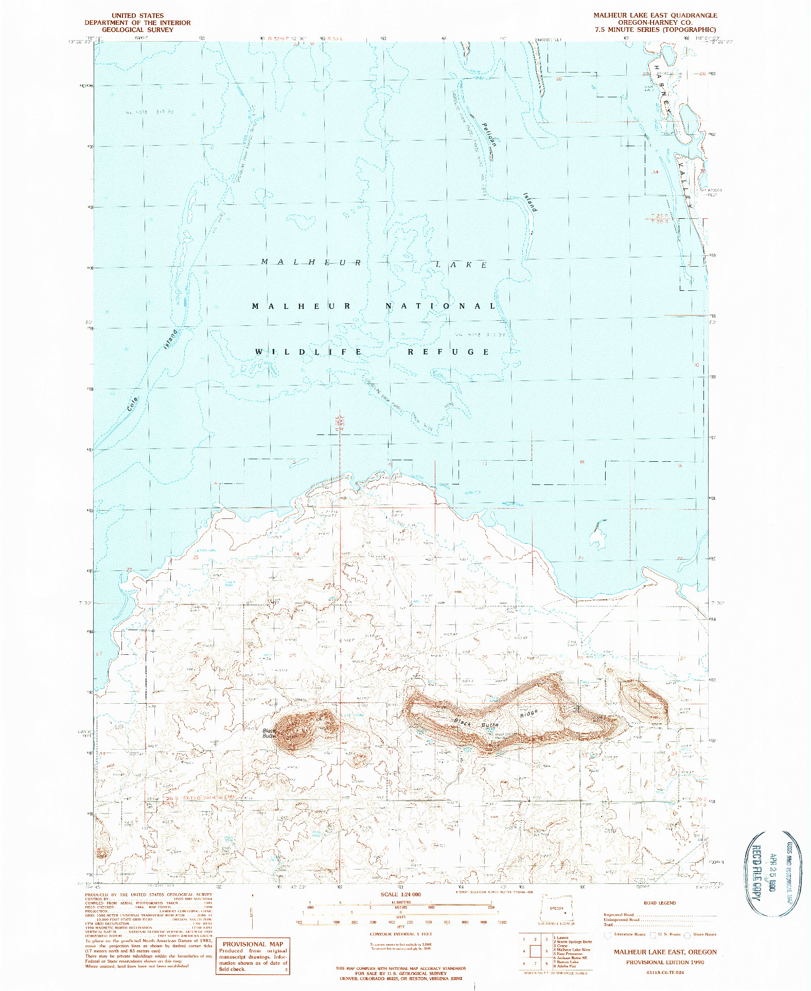 USGS 1:24000-SCALE QUADRANGLE FOR MALHEUR LAKE EAST, OR 1990
