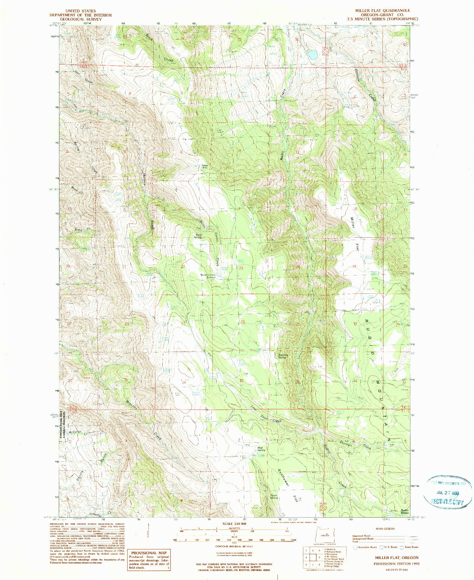 USGS 1:24000-SCALE QUADRANGLE FOR MILLER FLAT, OR 1990