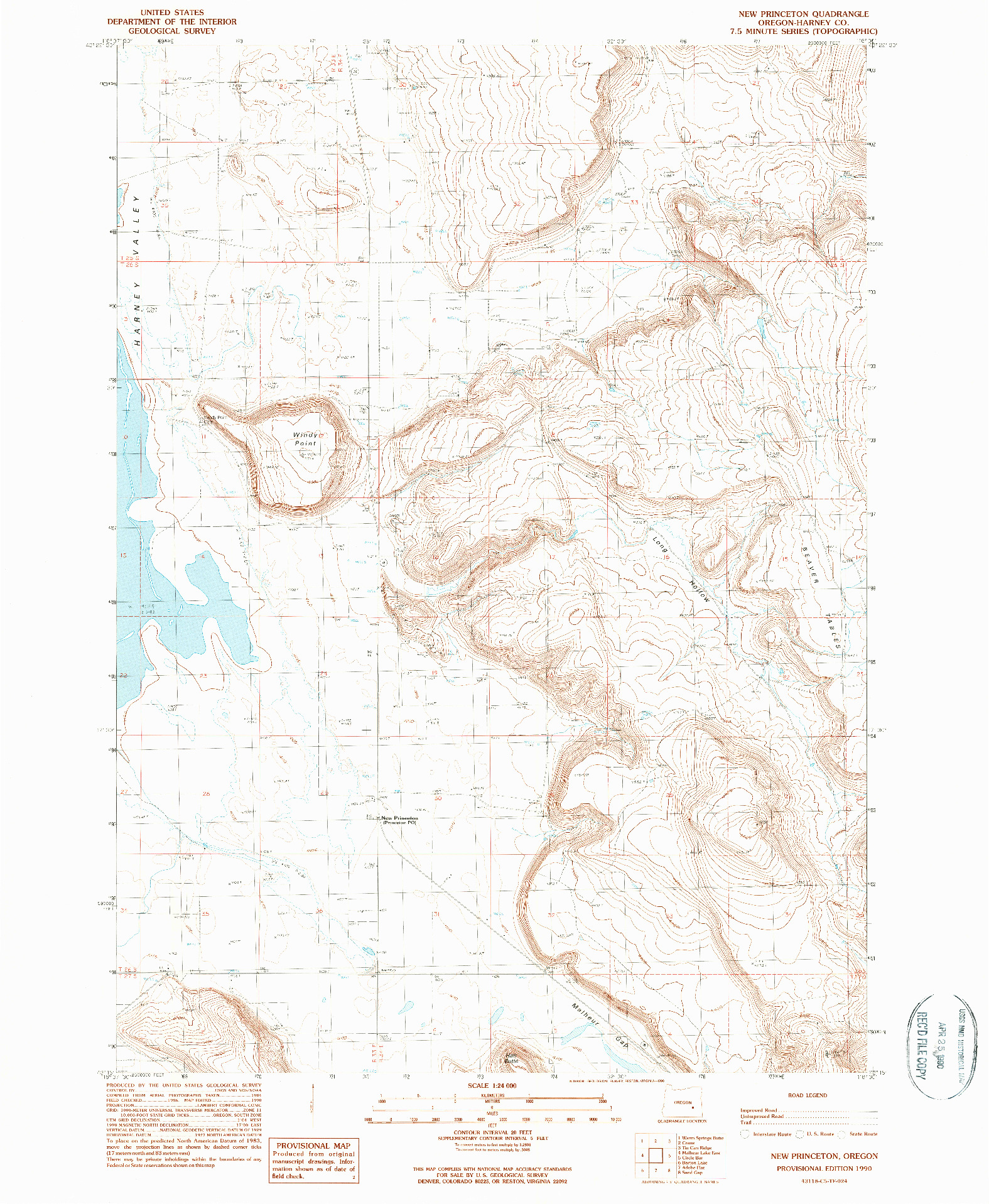 USGS 1:24000-SCALE QUADRANGLE FOR NEW PRINCETON, OR 1990