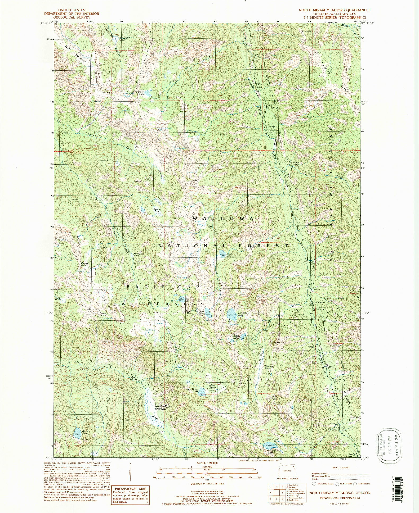 USGS 1:24000-SCALE QUADRANGLE FOR NORTH MINAM MEADOWS, OR 1990