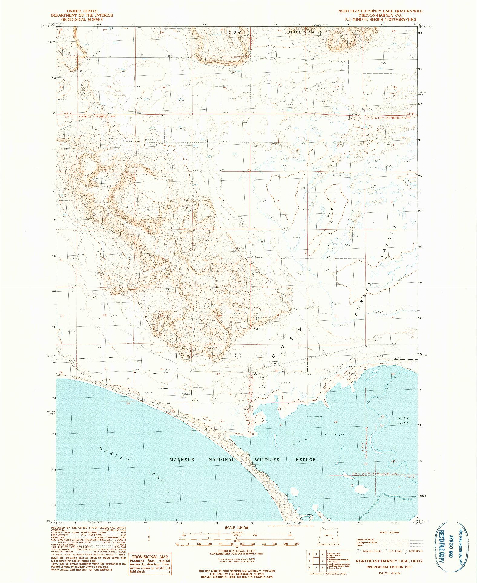 USGS 1:24000-SCALE QUADRANGLE FOR NORTHEAST HARNEY LAKE, OR 1990