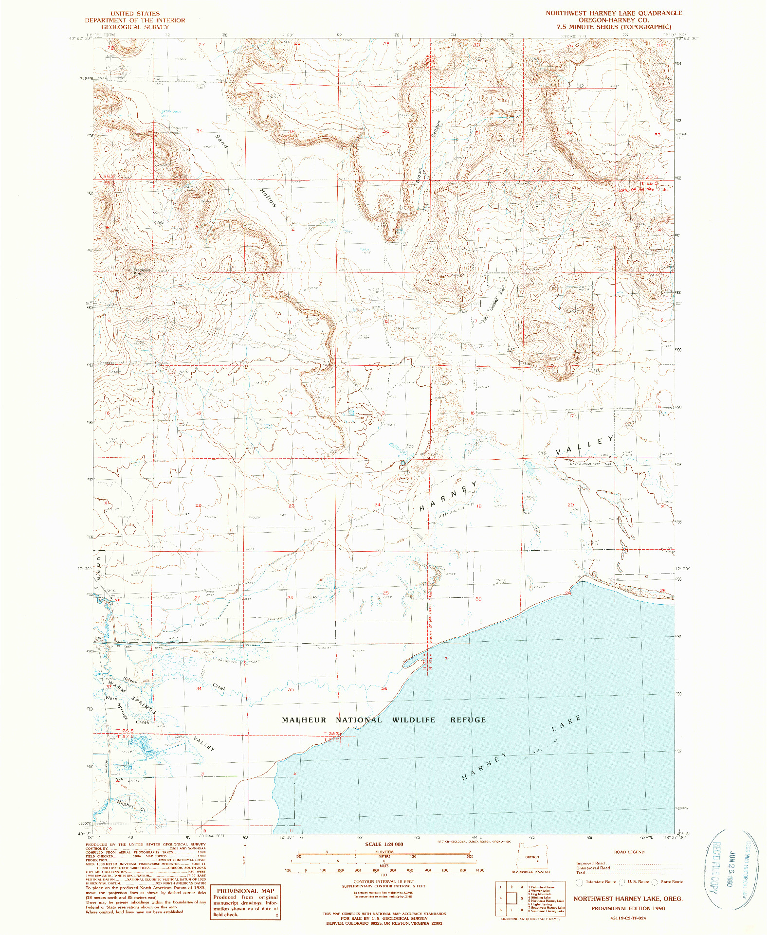 USGS 1:24000-SCALE QUADRANGLE FOR NORTHWEST HARNEY LAKE, OR 1990
