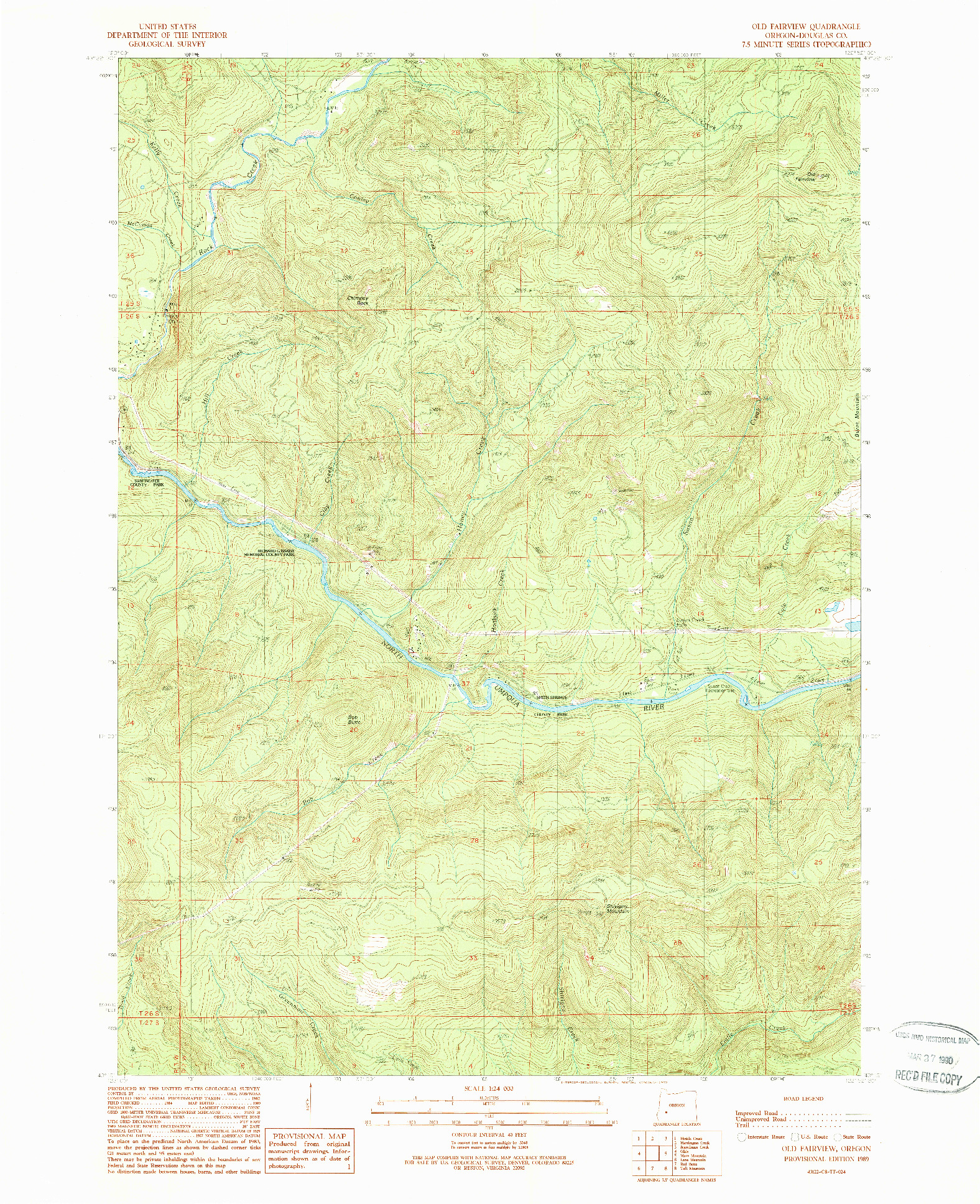 USGS 1:24000-SCALE QUADRANGLE FOR OLD FAIRVIEW, OR 1989